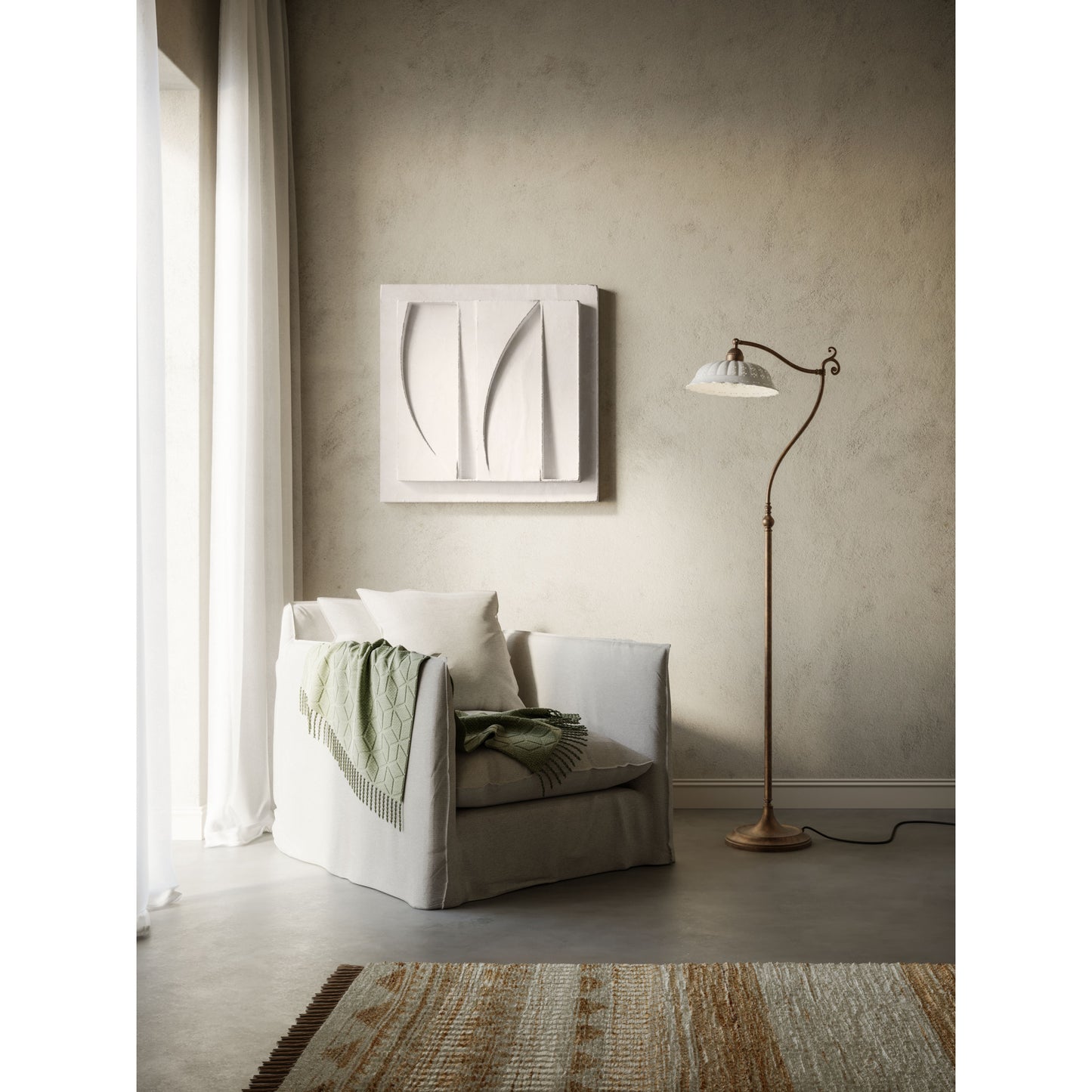 Anita Floor Lamp in Brass with Ceramic Shade