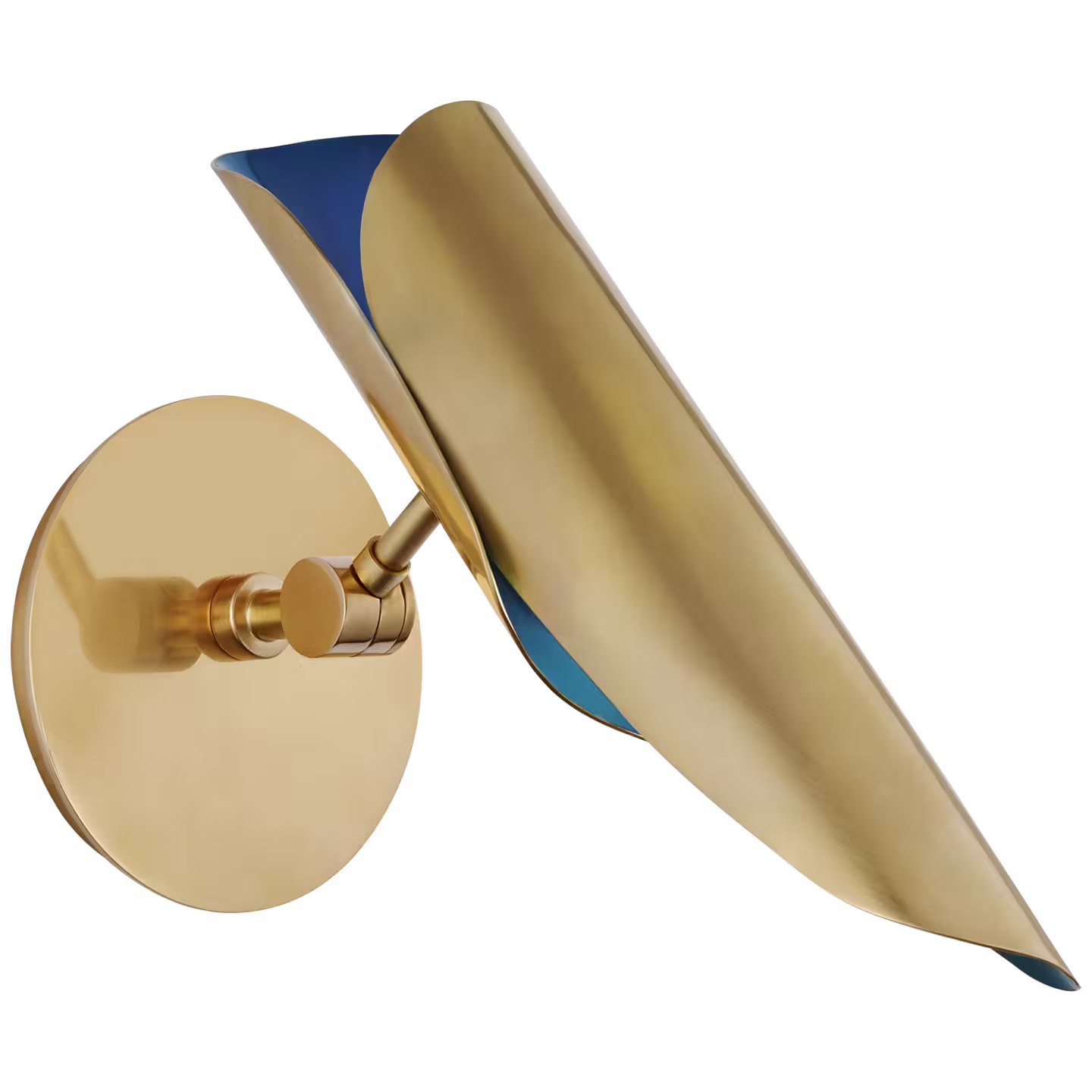 Flore Single Wall Light in Soft Brass and Riviera Blue