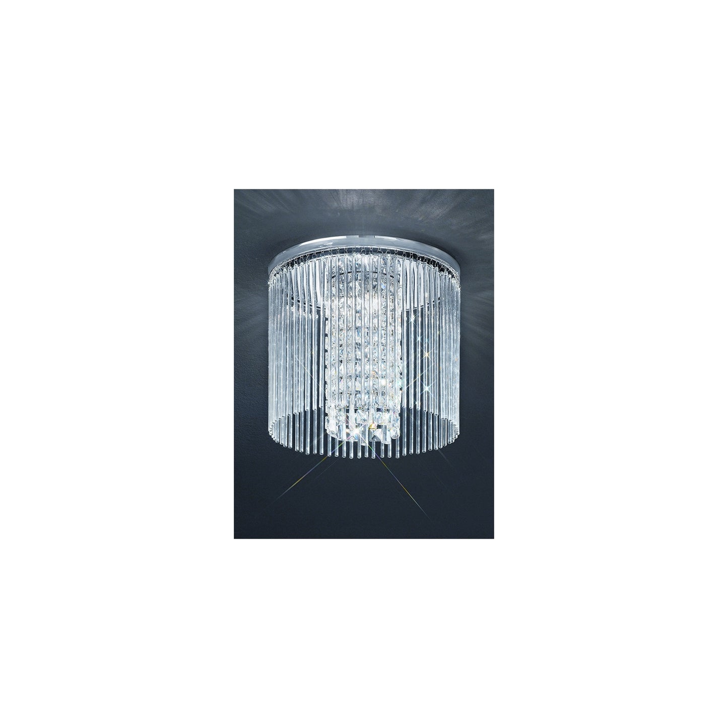 350mm Crystal Flush Mount IP44 in Chrome with Glass Drops
