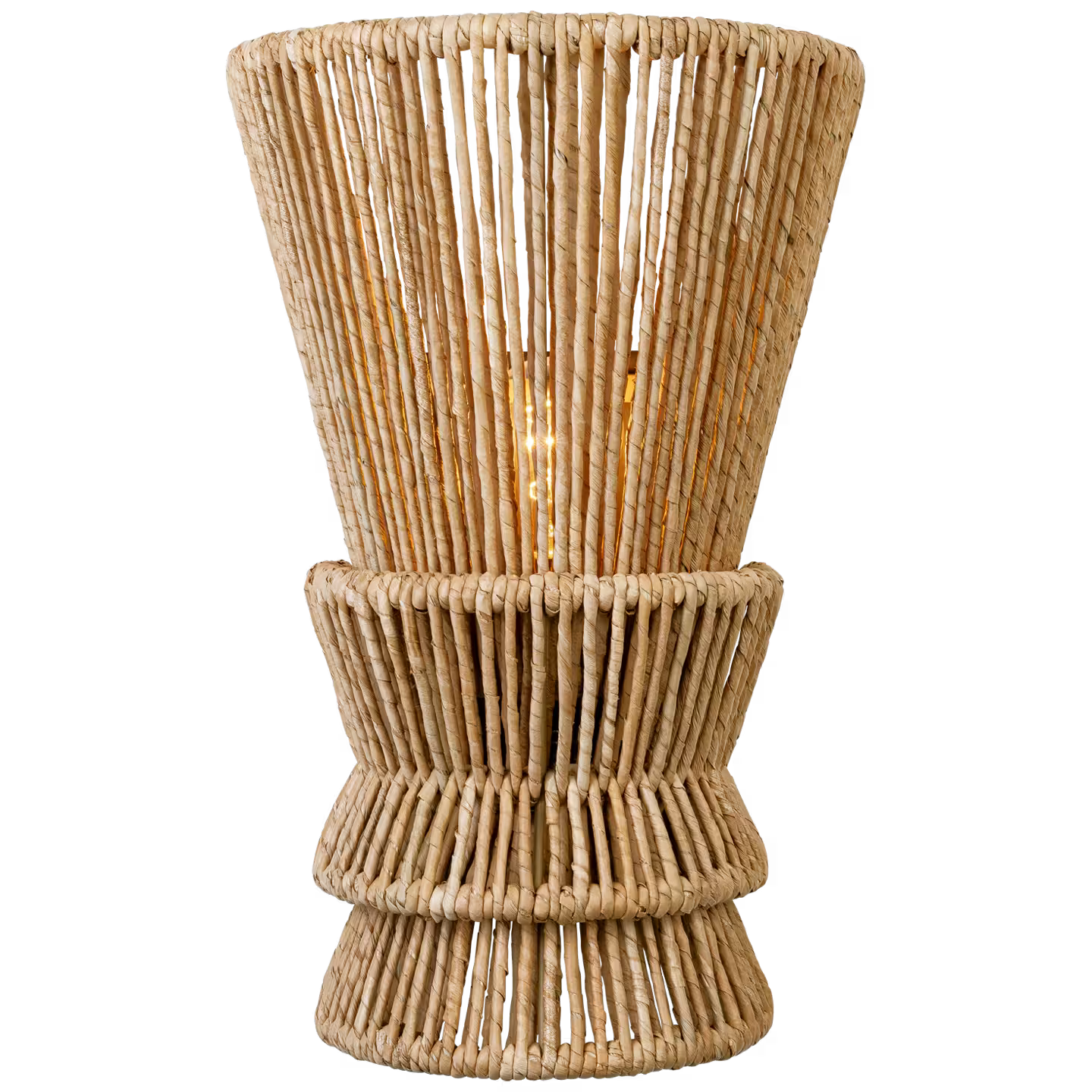 Antigua Medium Sconce in Antique-Burnished Brass and Natural Abaca