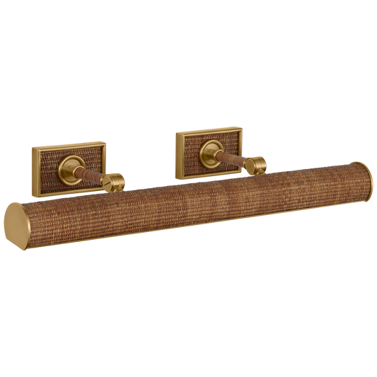 Halwell 24" Picture Light in Antique-Burnished Brass and Natural Woven Rattan