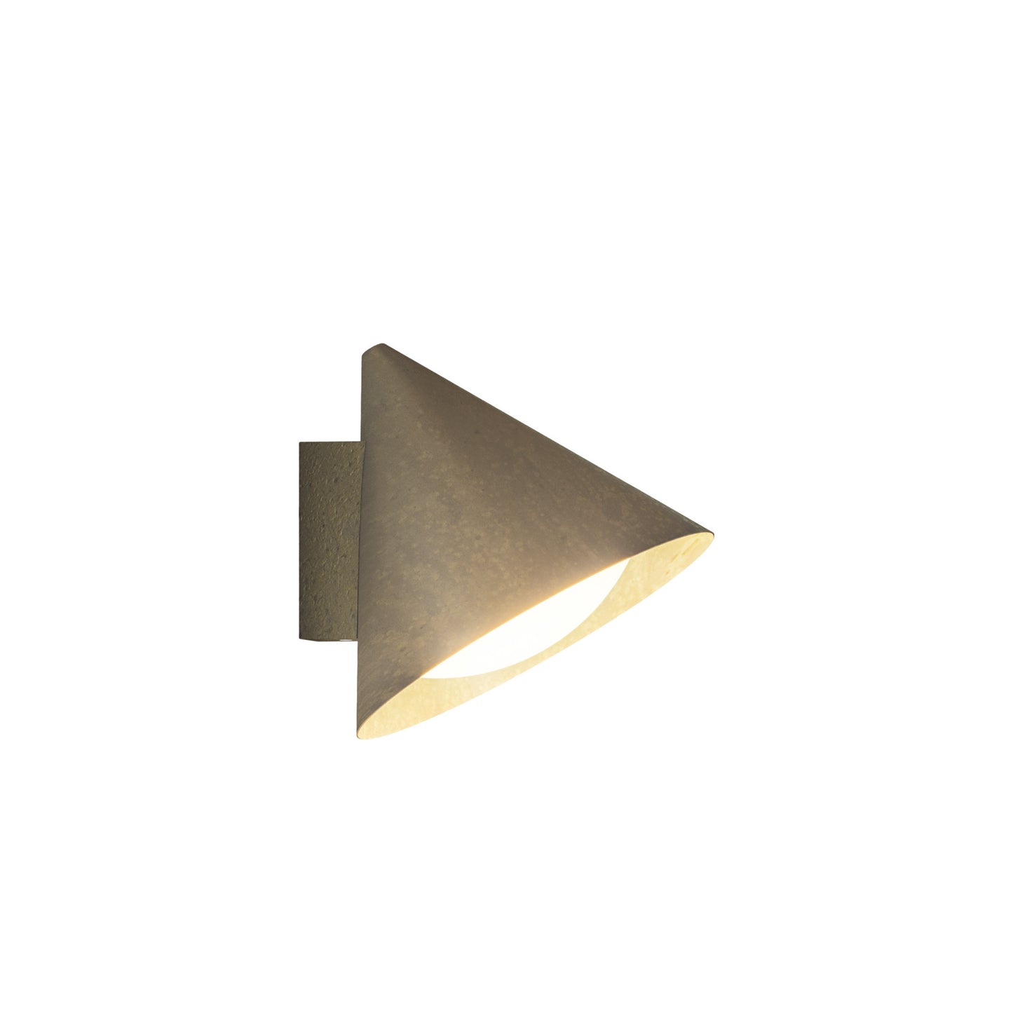 Cone Outdoor Wall Light in Antique Brass with White Glass