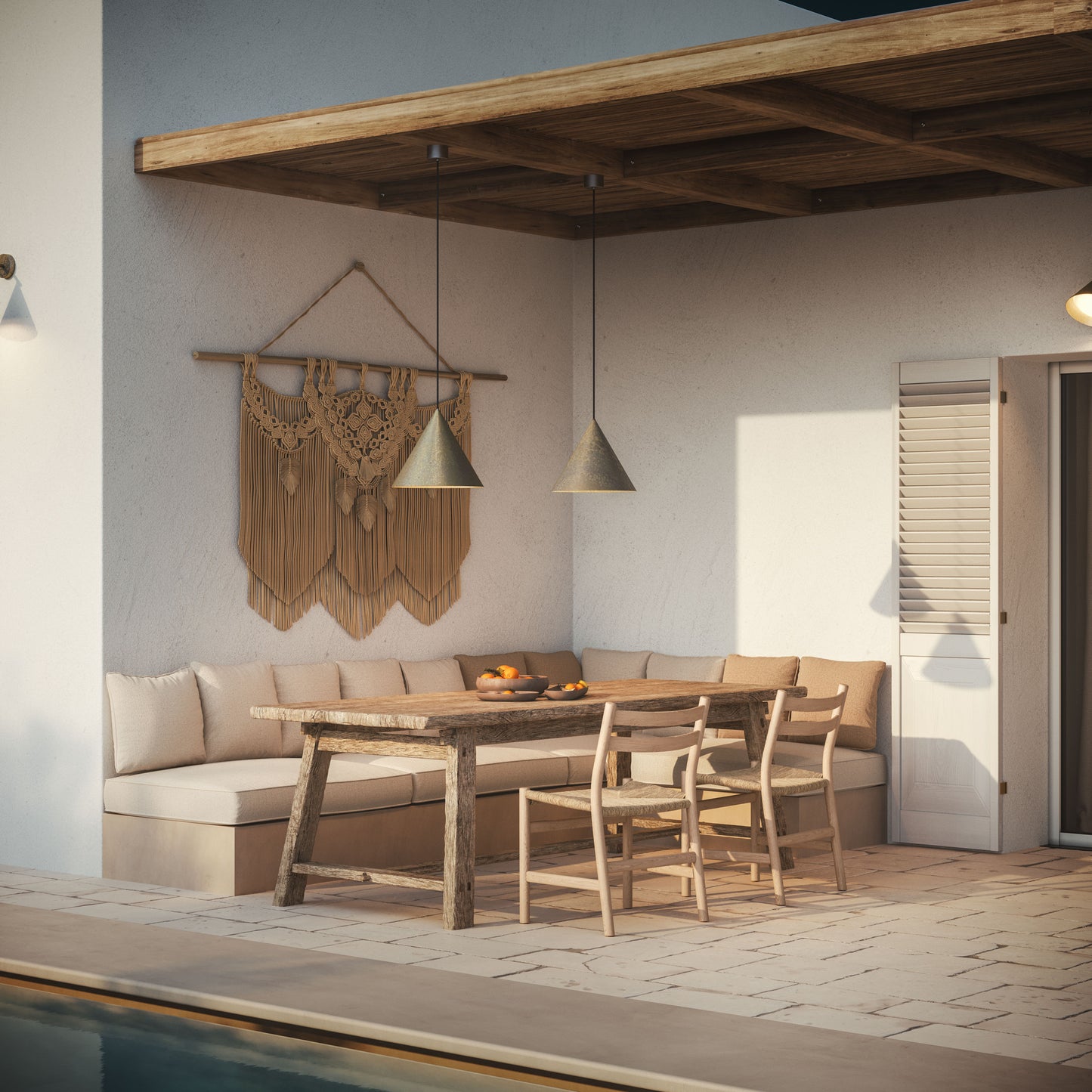 Cone Outdoor Pendant in Antique Brass
