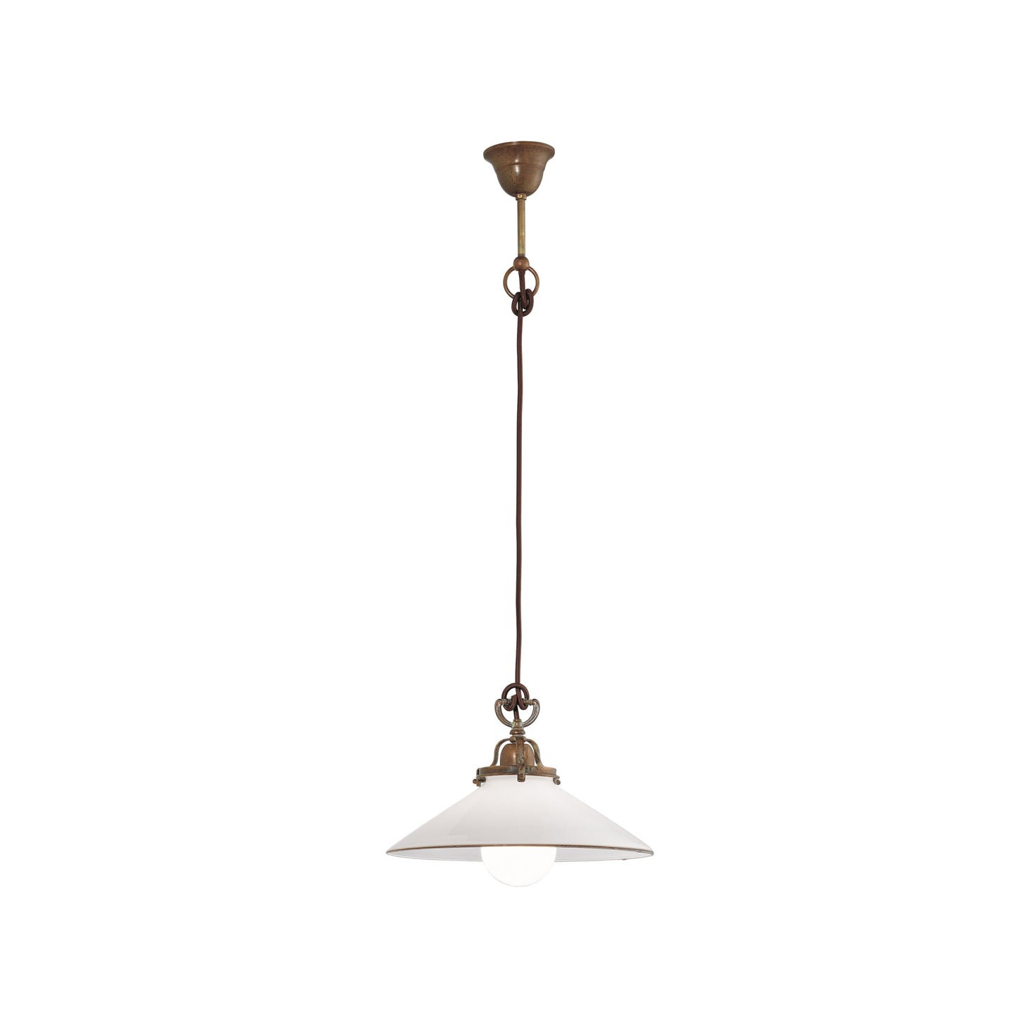 Country 081.10 Pendant in Brass with Blown White Glass