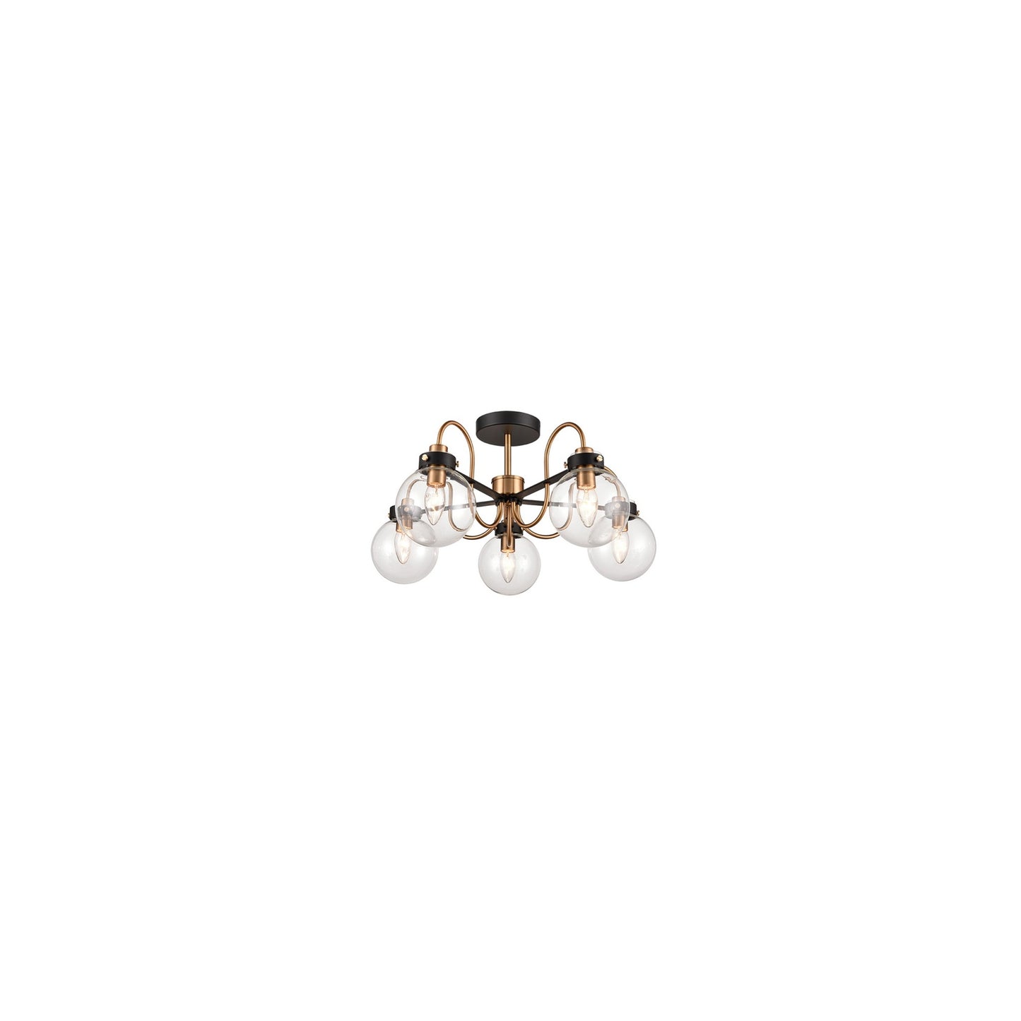 Talis 5-Light Ceiling Fitting Down in Antique Gold & Matt Black
