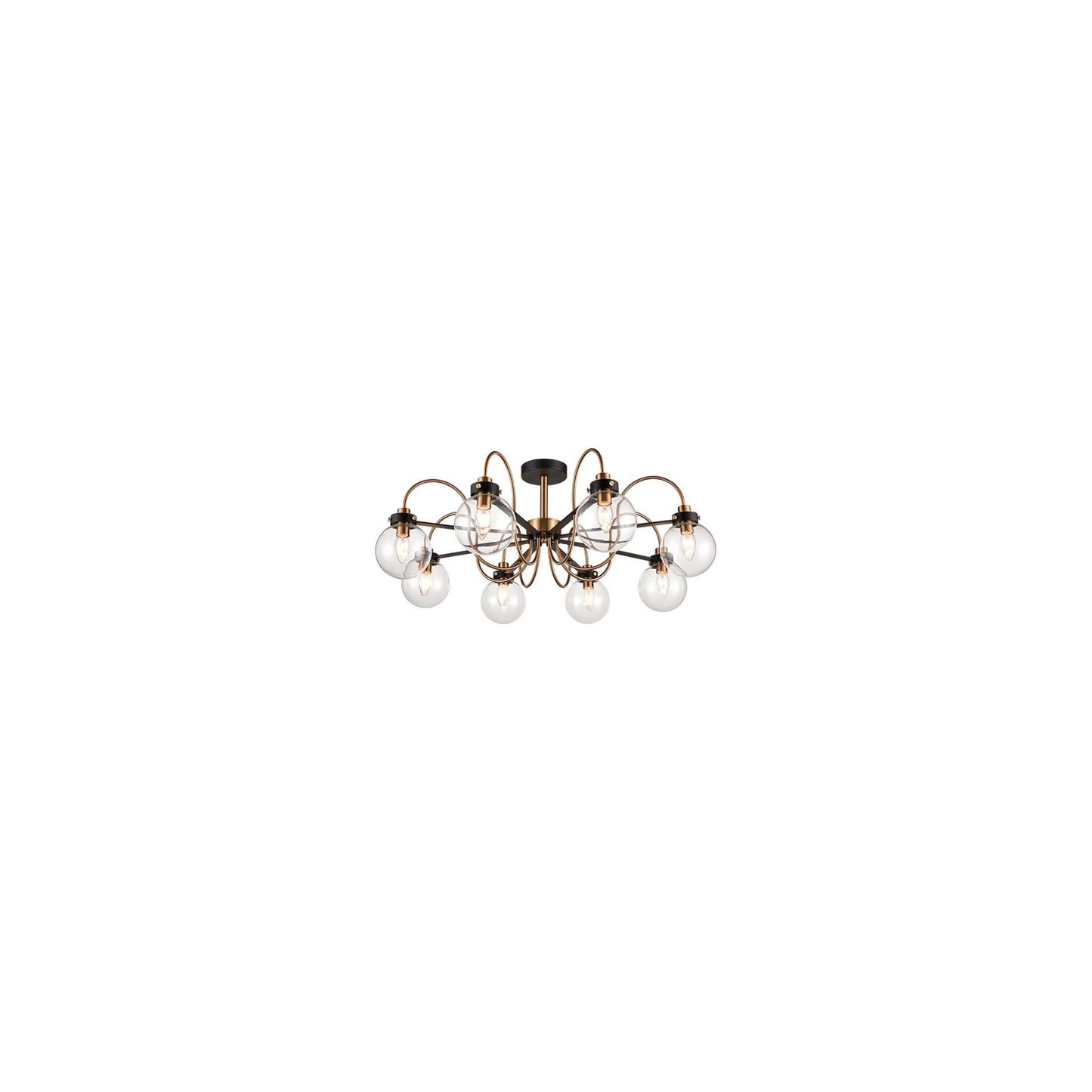 Talis 8-Light Ceiling Fitting Down in Antique Gold & Matt Black