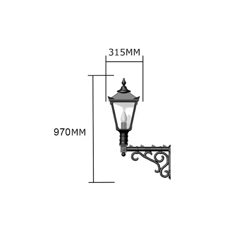 Victorian Traditional Cast Iron Wall Light With Decorative Arm 0.97M