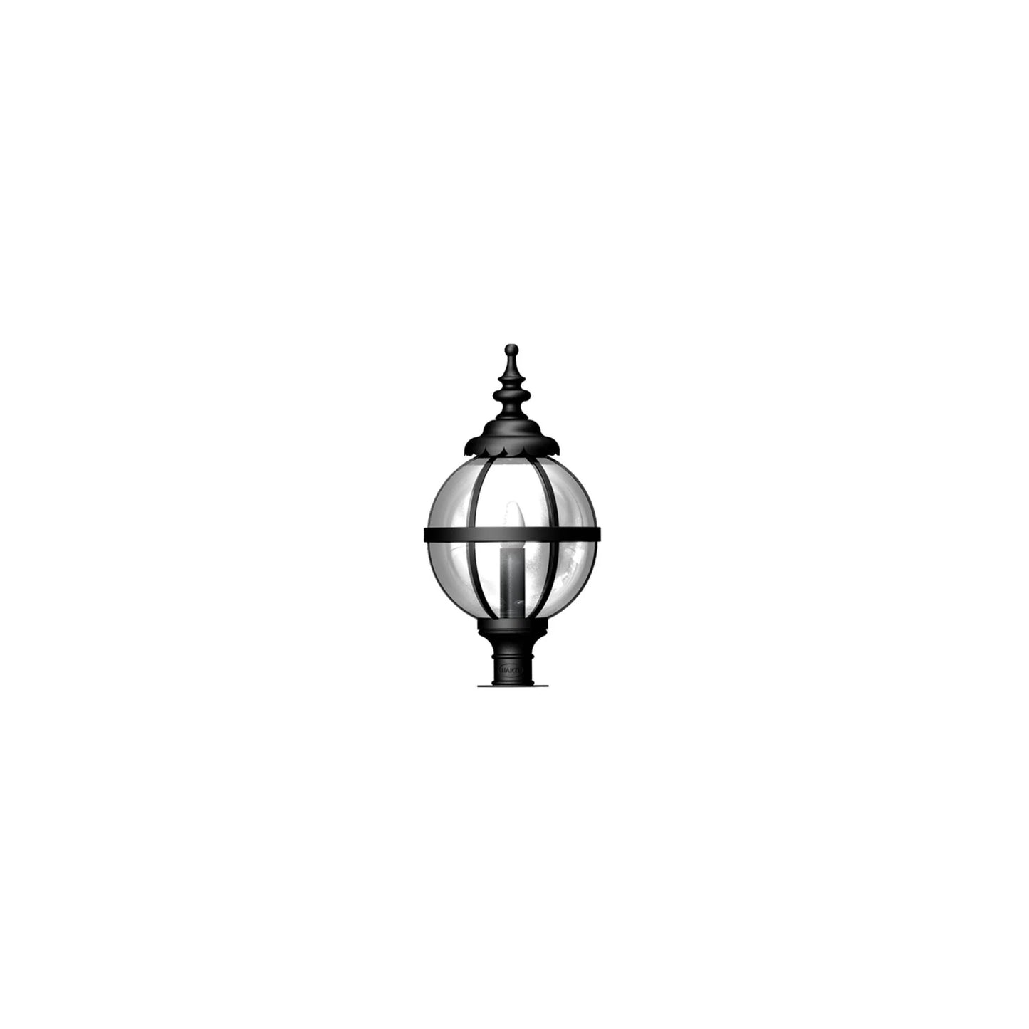 Victorian globe pier light in cast iron for narrow pier caps 0.71m