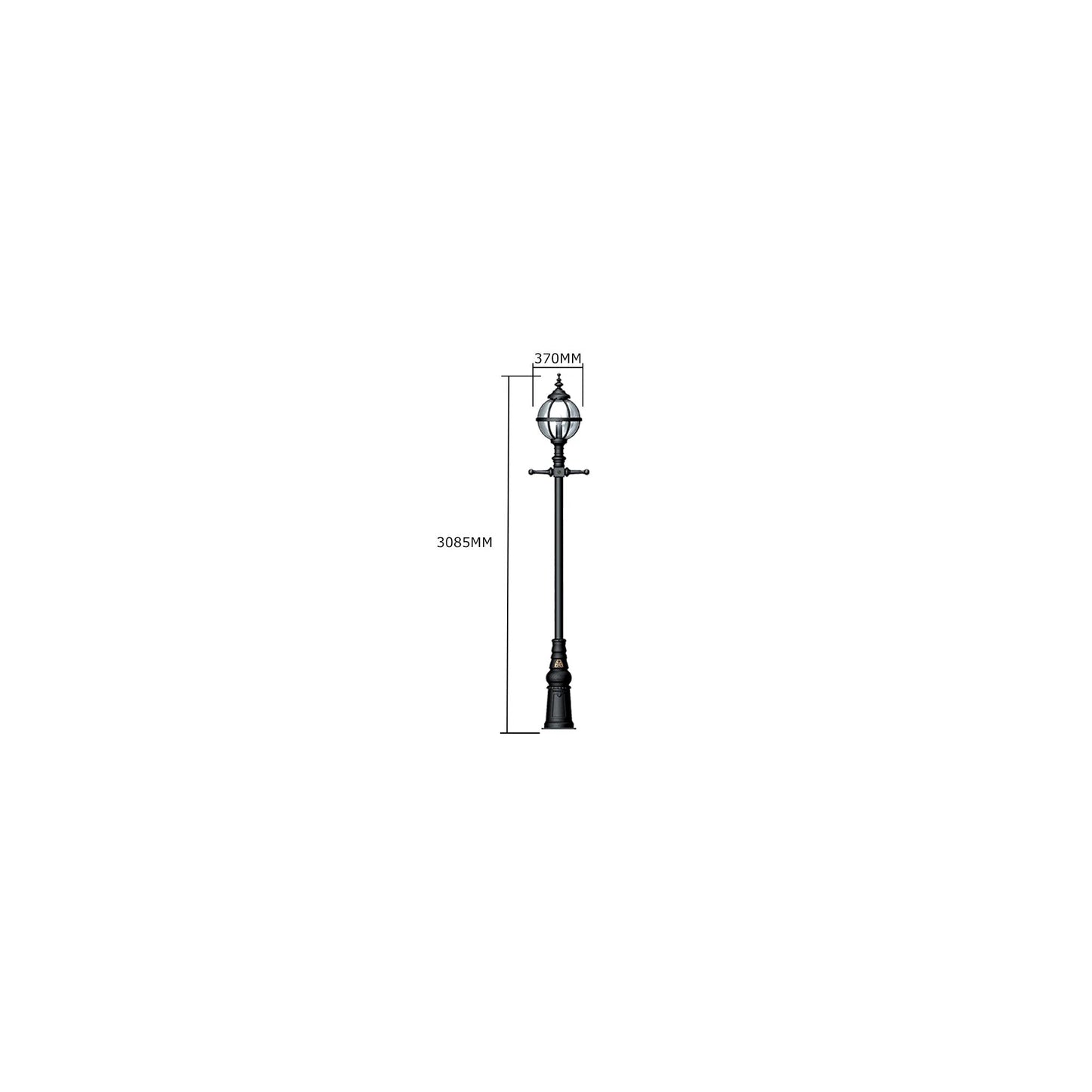 Victorian style globe lamp post in cast iron 3m