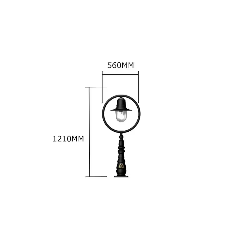 Classic Railway Style Pedestal Light In Cast Iron And Steel 1.21M