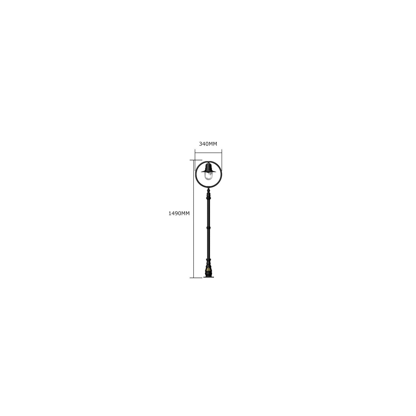Classic railway style lamp post in cast iron and steel 1.49m