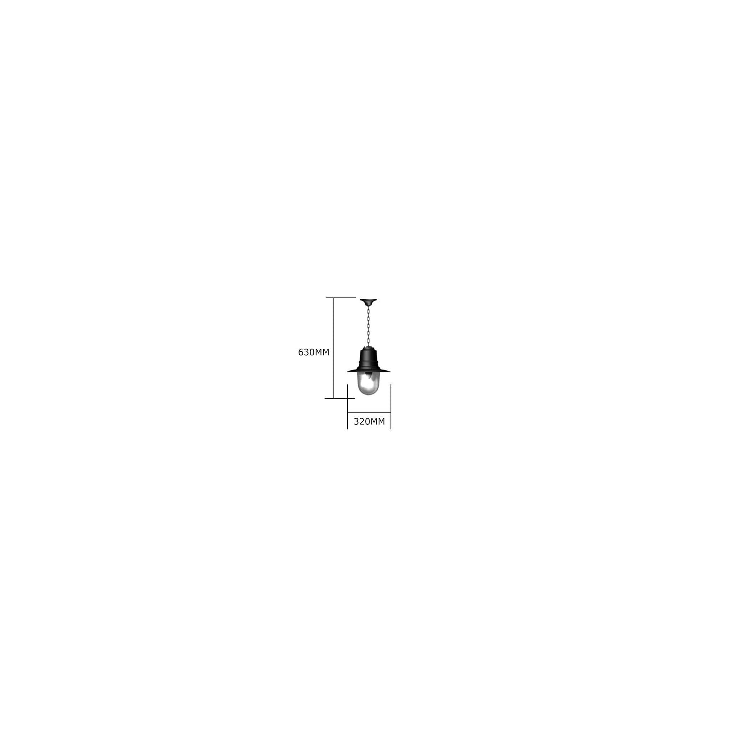 Classic railway style hanging light with chain 0.33m