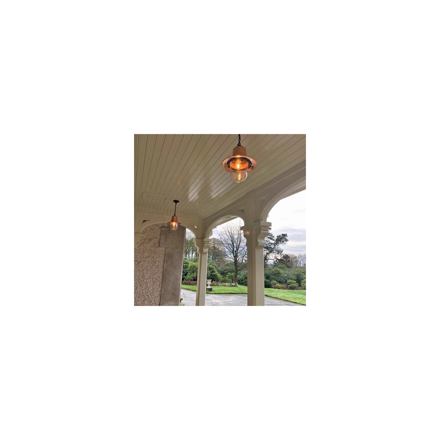 Classic railway style hanging light with chain 0.33m