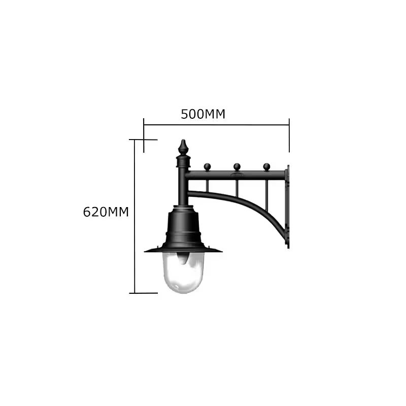 Classic Railway Style Wall Light In Cast Iron And Steel 0.62M