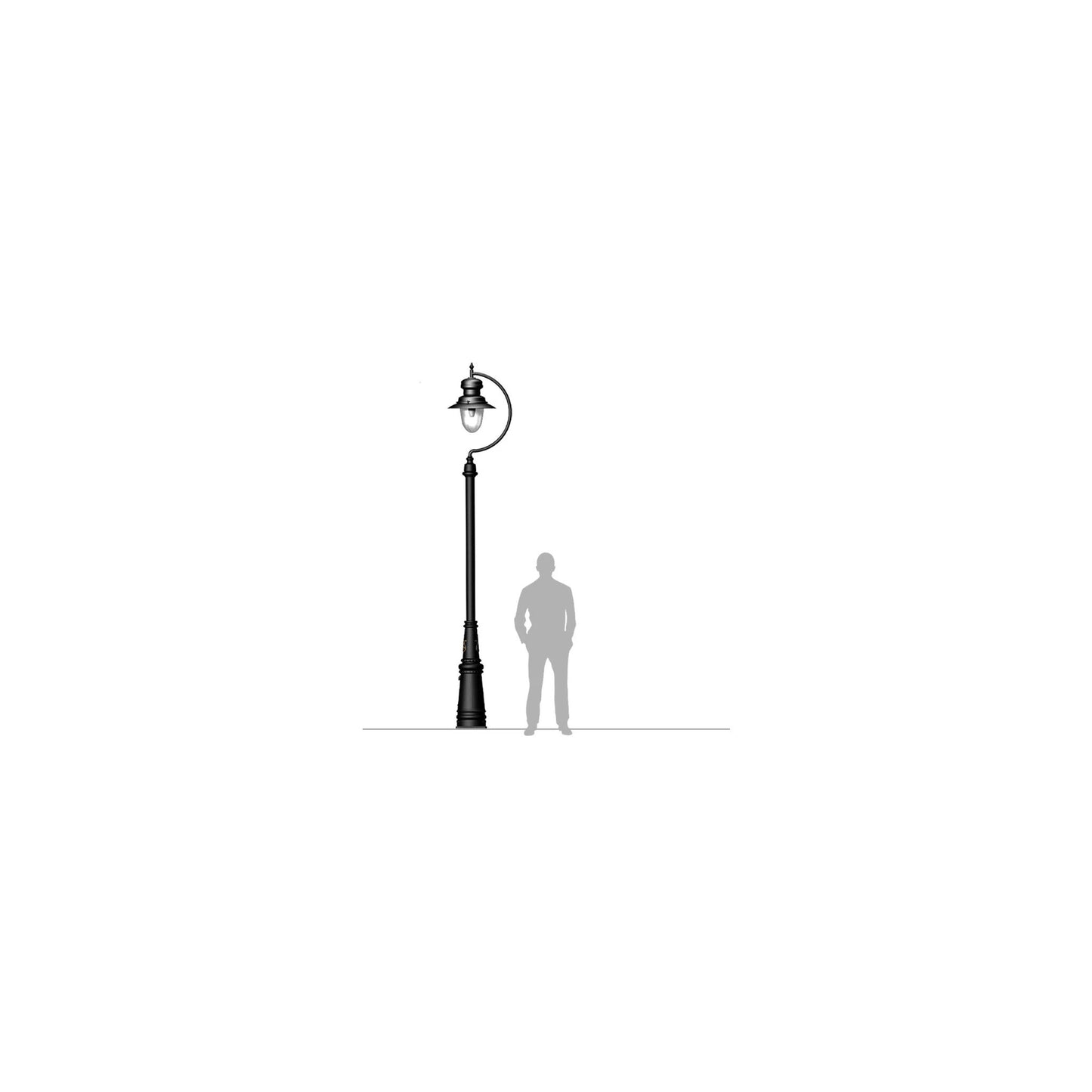 Vintage tear drop lamp post in cast iron and steel 3.7m