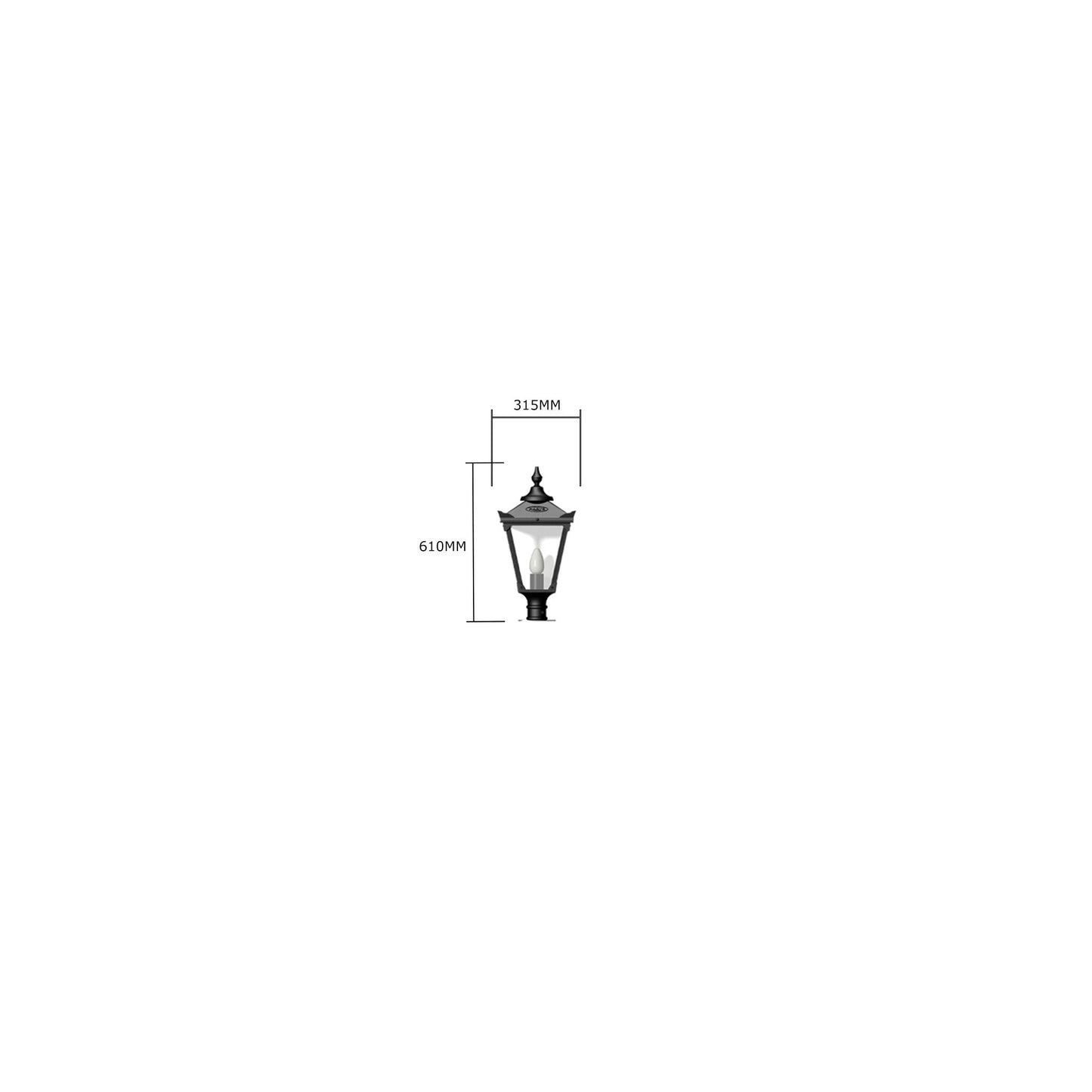 Victorian traditional cast iron pier light for narrow pier caps 0.6m