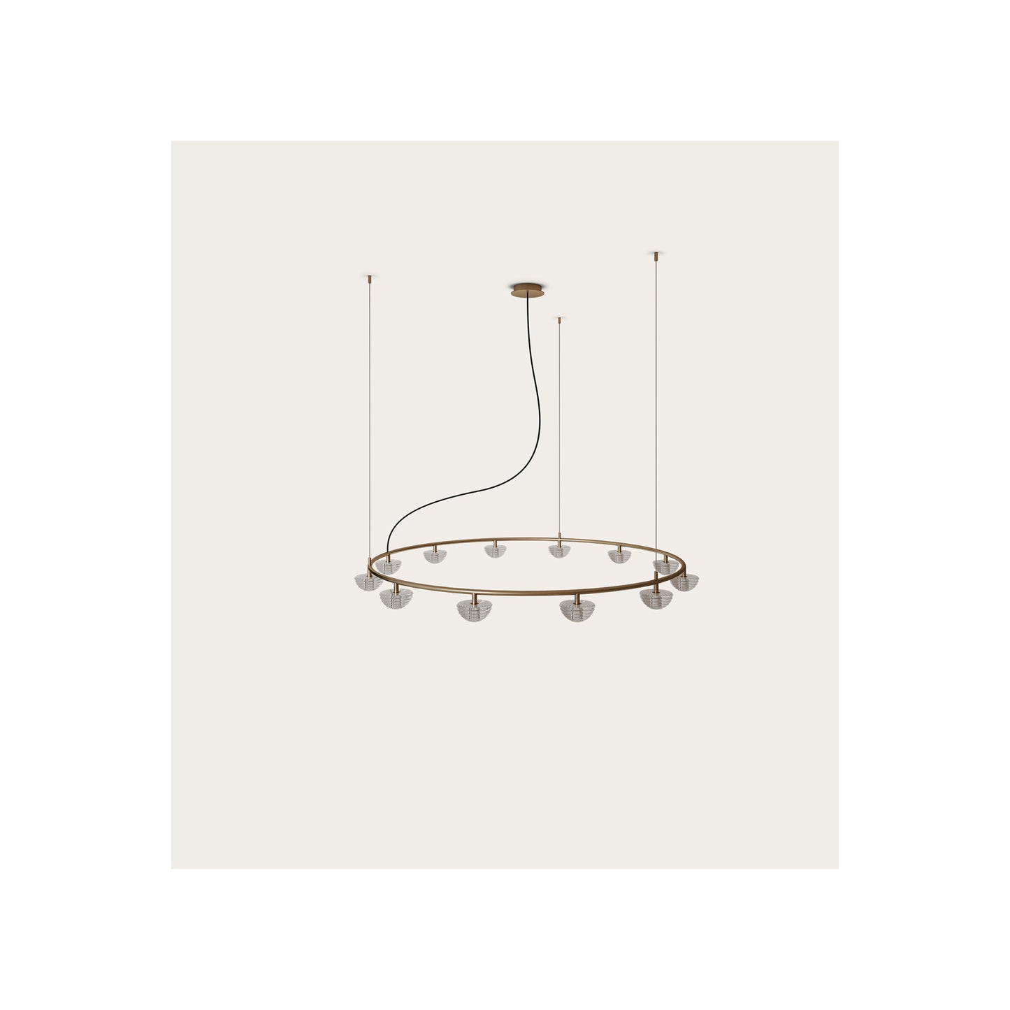 Hado Pendant in Aged Gold with Optic Striped Glass