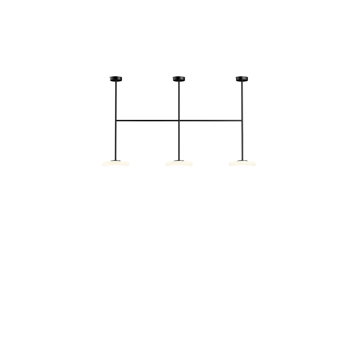 Ihana 100 3-Light LED Pendant in Black with Opal Glass