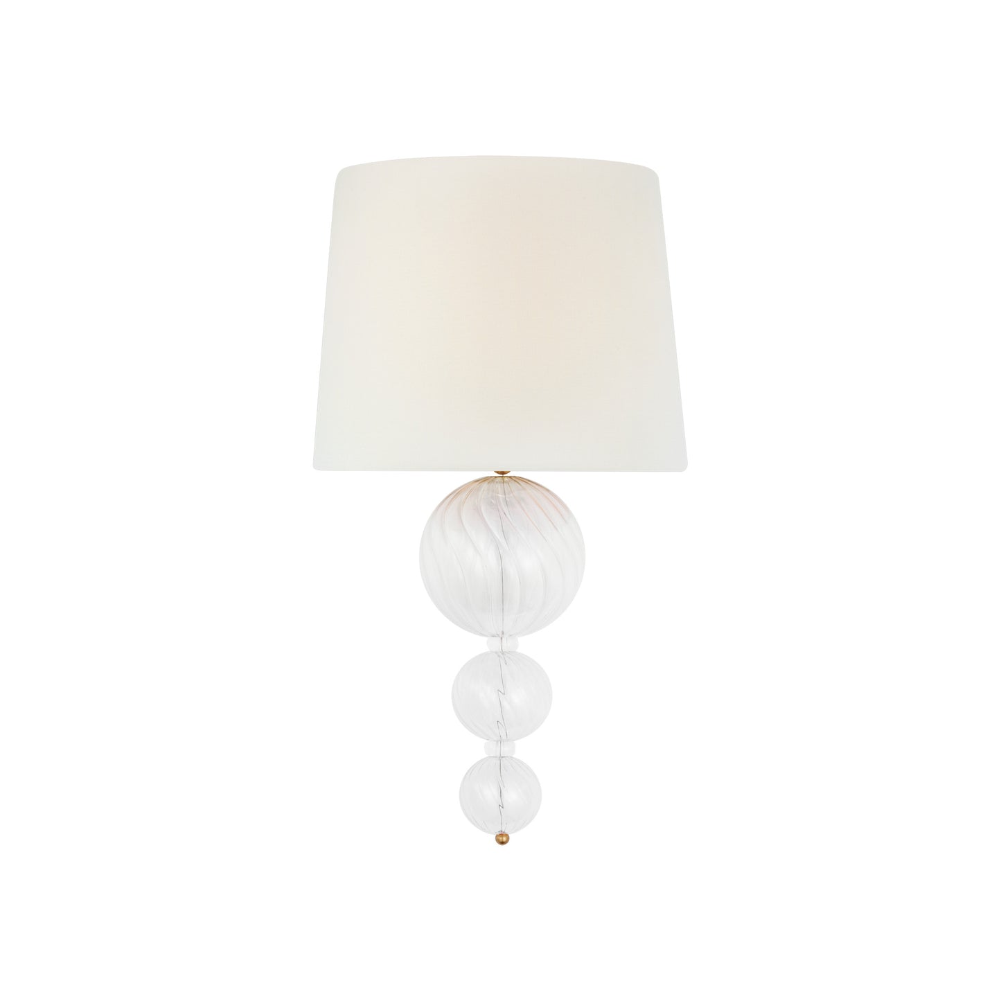 Talia 18" Sconce in Gild and Clear Swirled Glass with Linen Shade