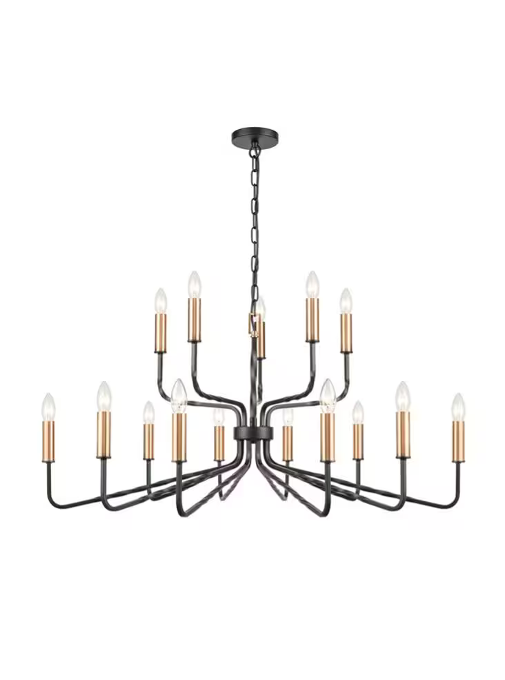 Scene 15-Light Chandelier in Antique Bronze with Brushed Brass Detail