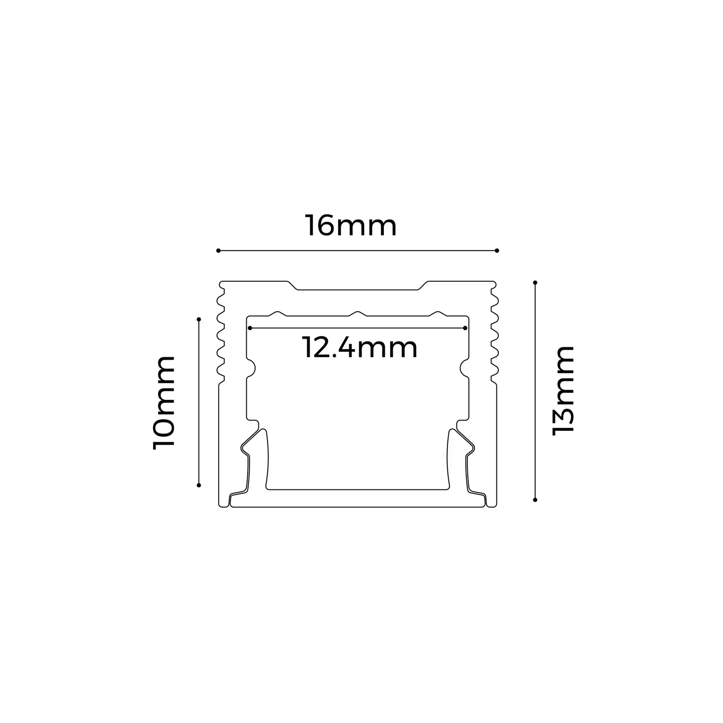 Surface mount profile kit 2m length. C/w profile, diffuser, 2 end caps & 4 mounting brackets
