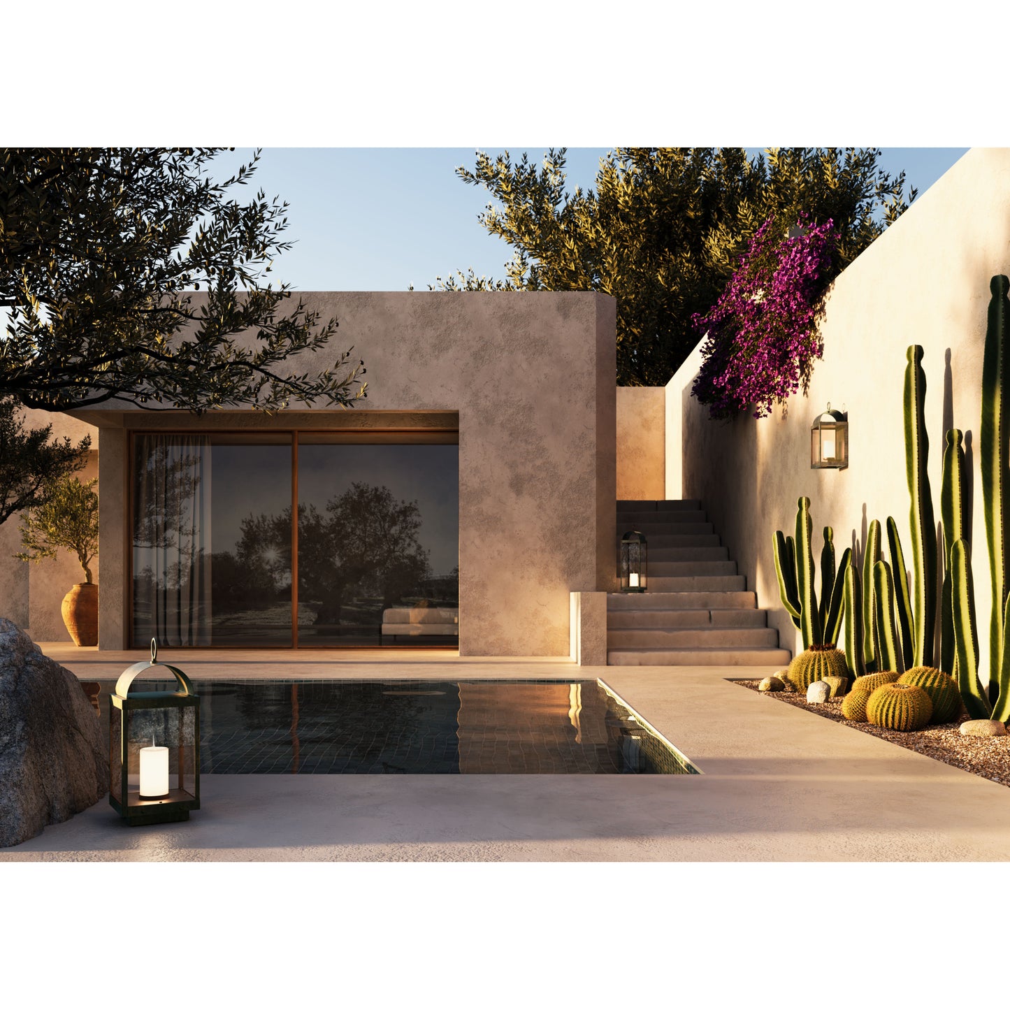 Lanterne Outdoor Floor Lamp in Brass