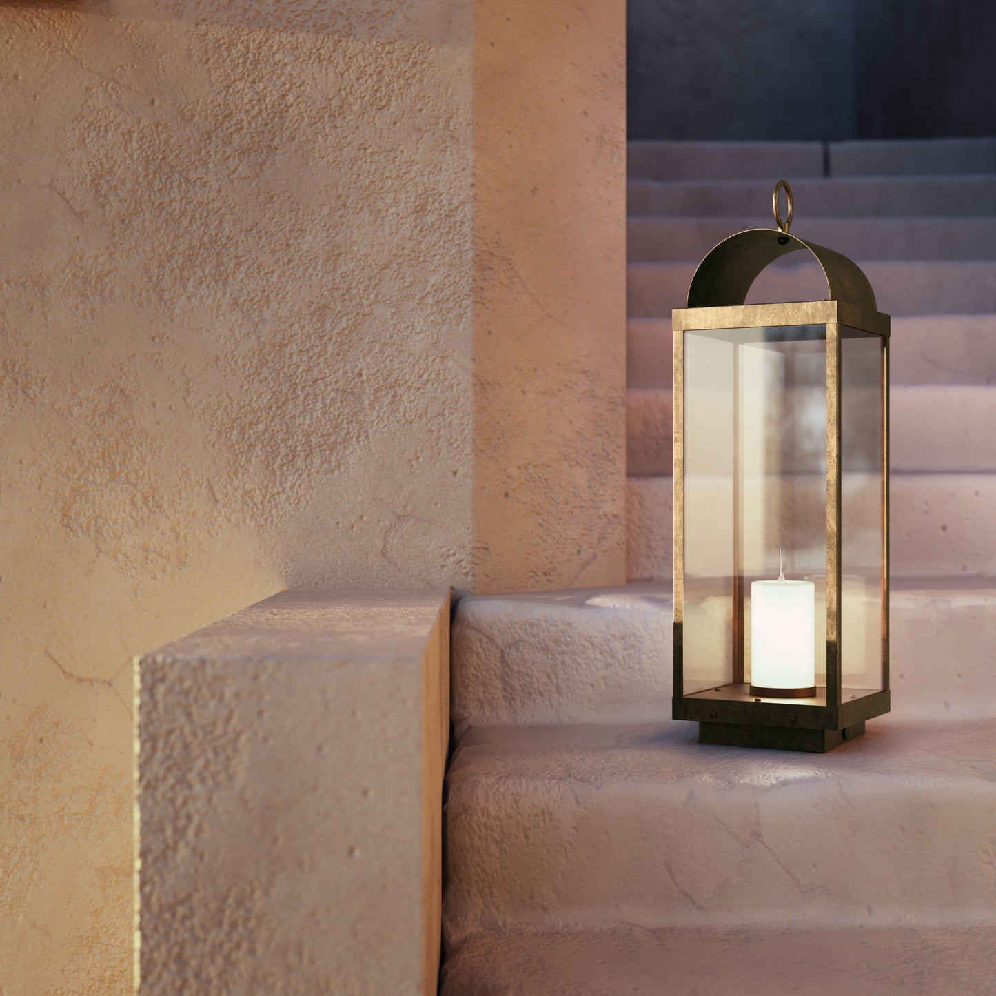Lanterne Outdoor Floor Lamp in Brass