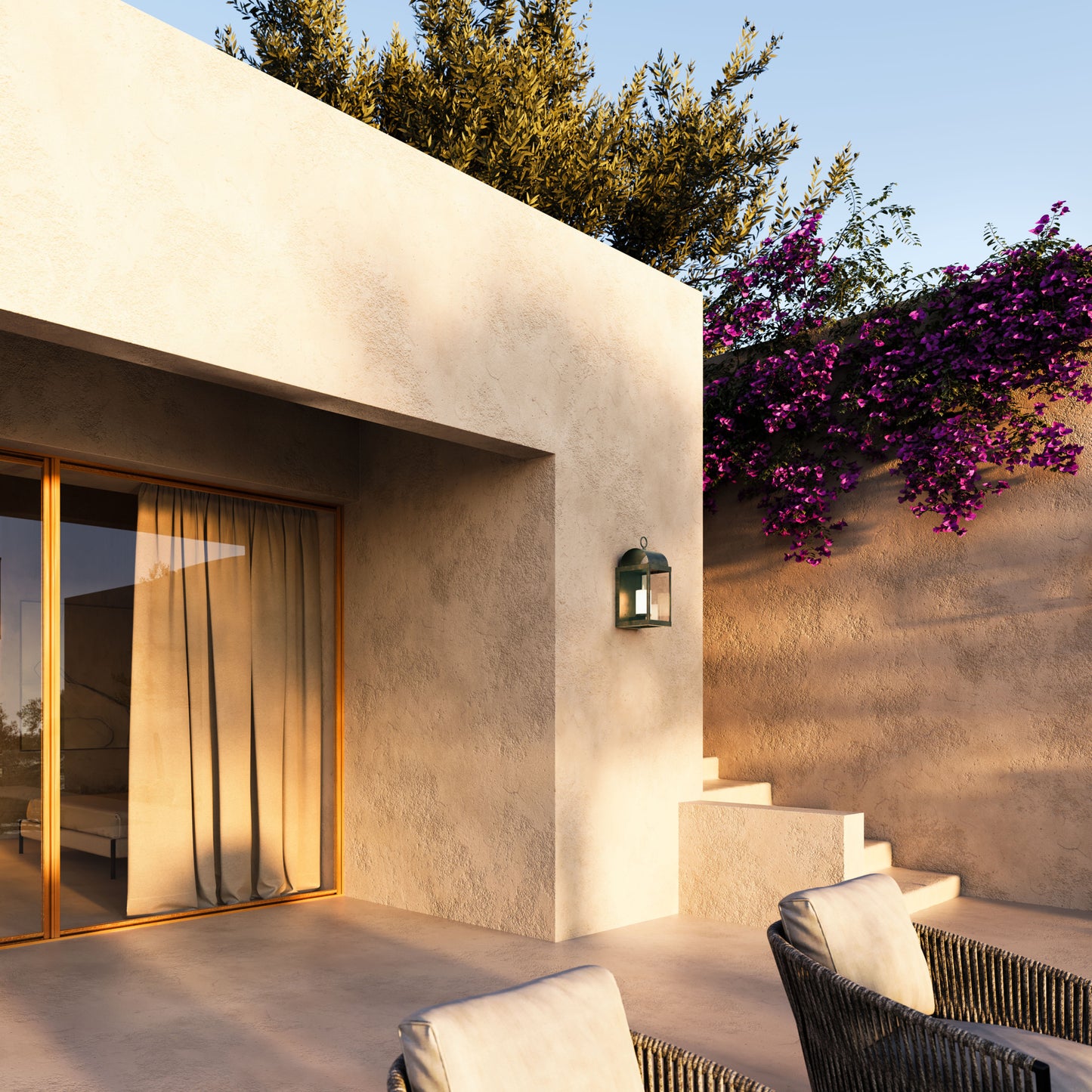 Lanterne Outdoor Wall Light in Brass