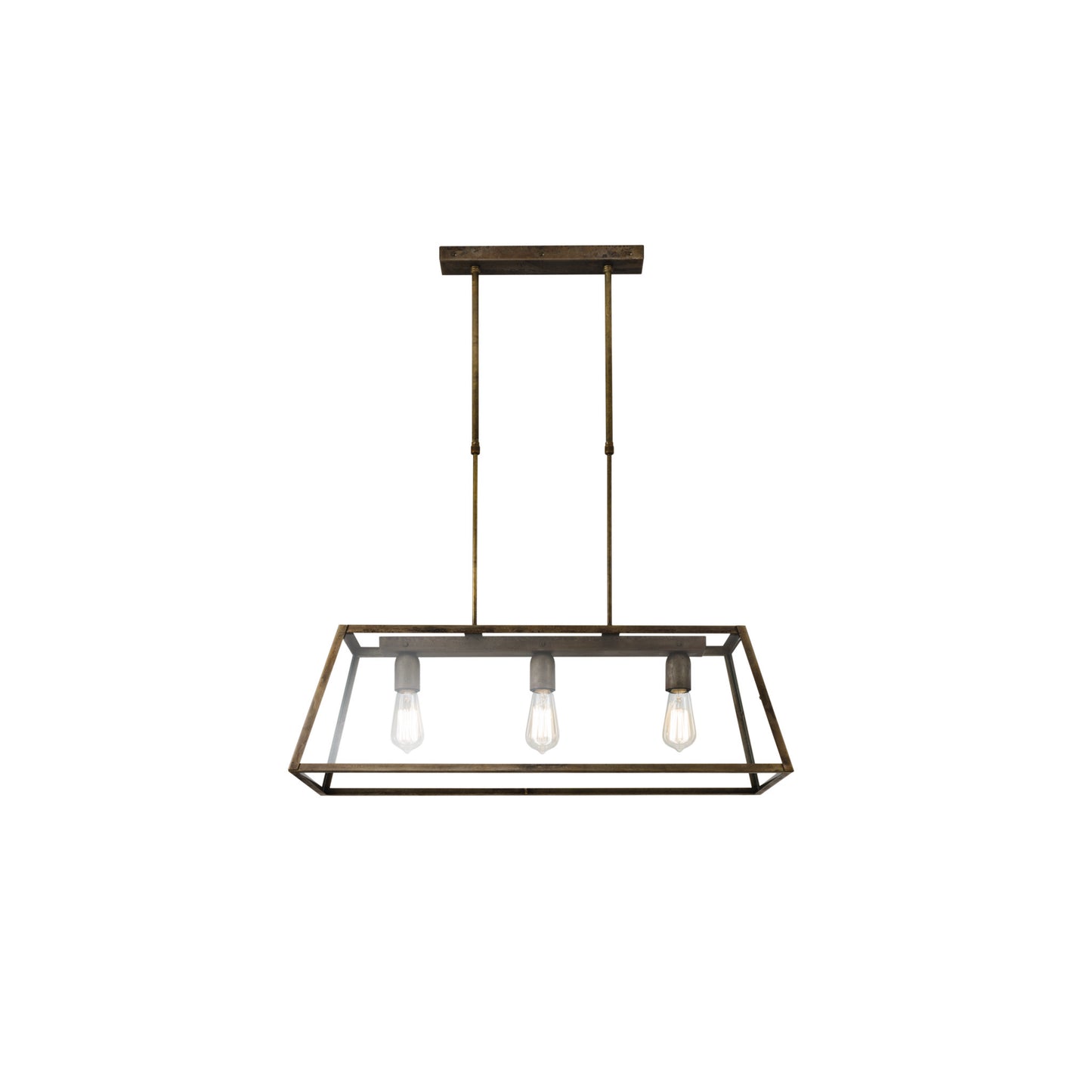 London Angular Pendant in Antique Iron with Transparent Glass