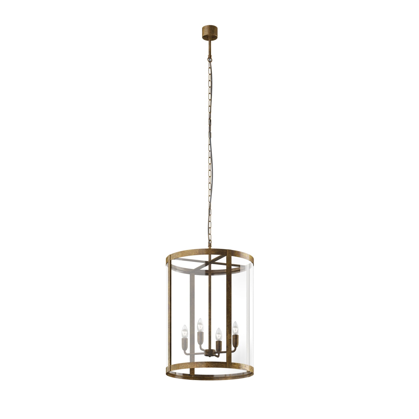 London Pendant in Antique Iron with Transparent Glass