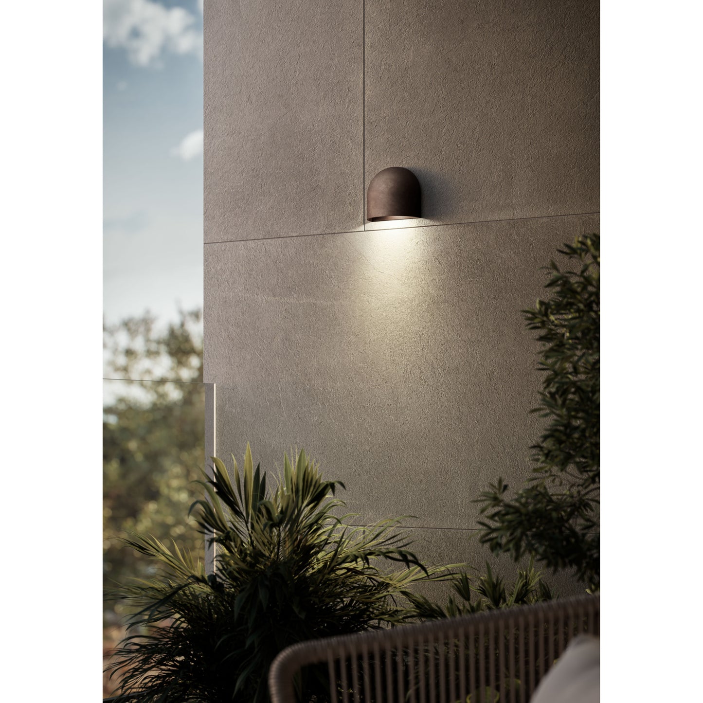 Mask Outdoor Wall Light in Dark Brass