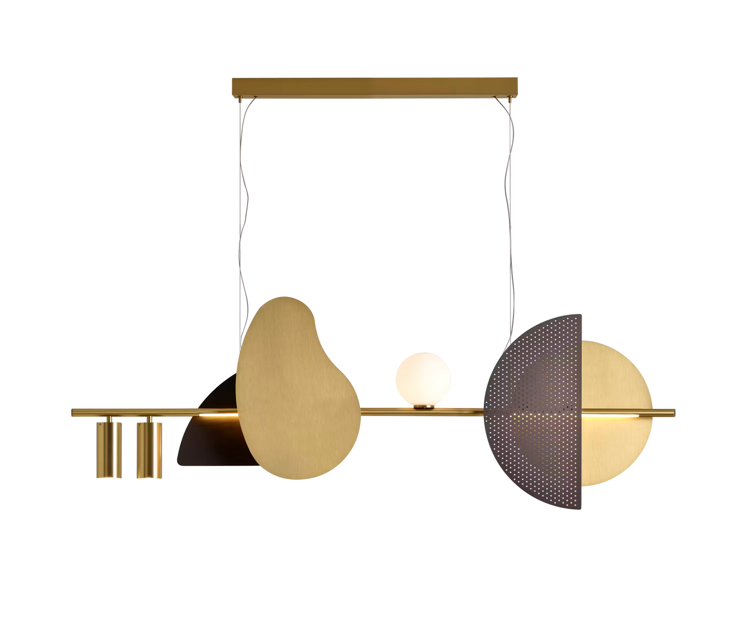 Nacho 1300 LED Pendant in Satin Brass and Satin Satin Graphite