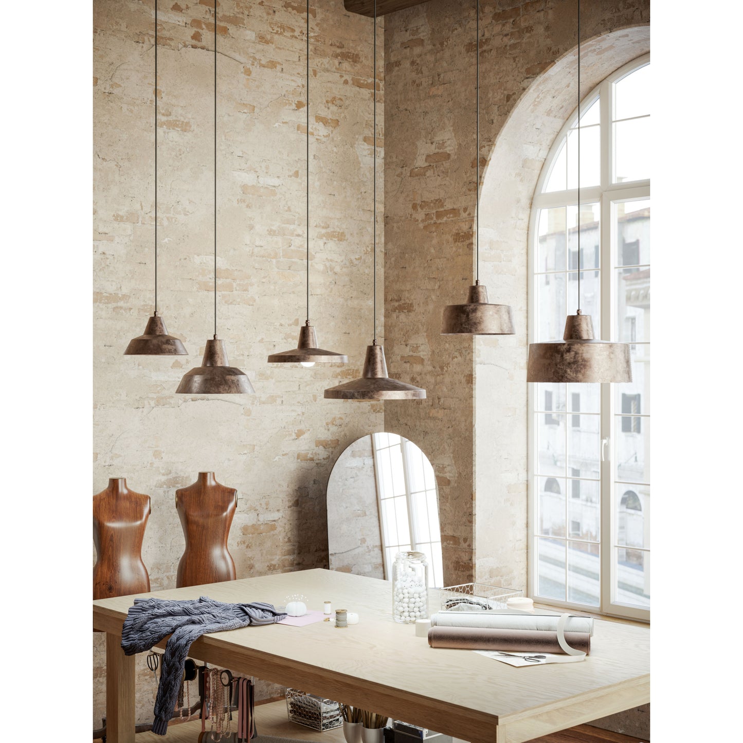 Officina Single Pendant in Antique Iron