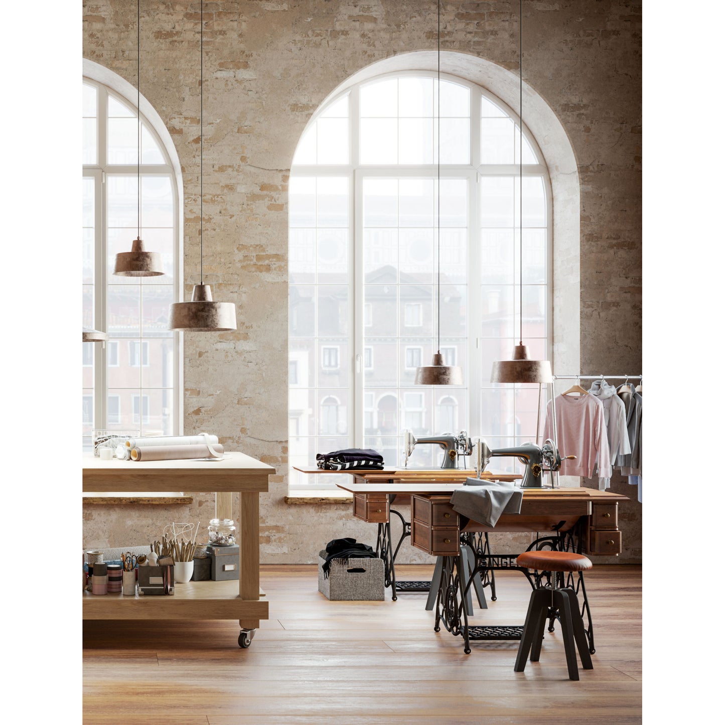 Officina Single Pendant in Antique Iron