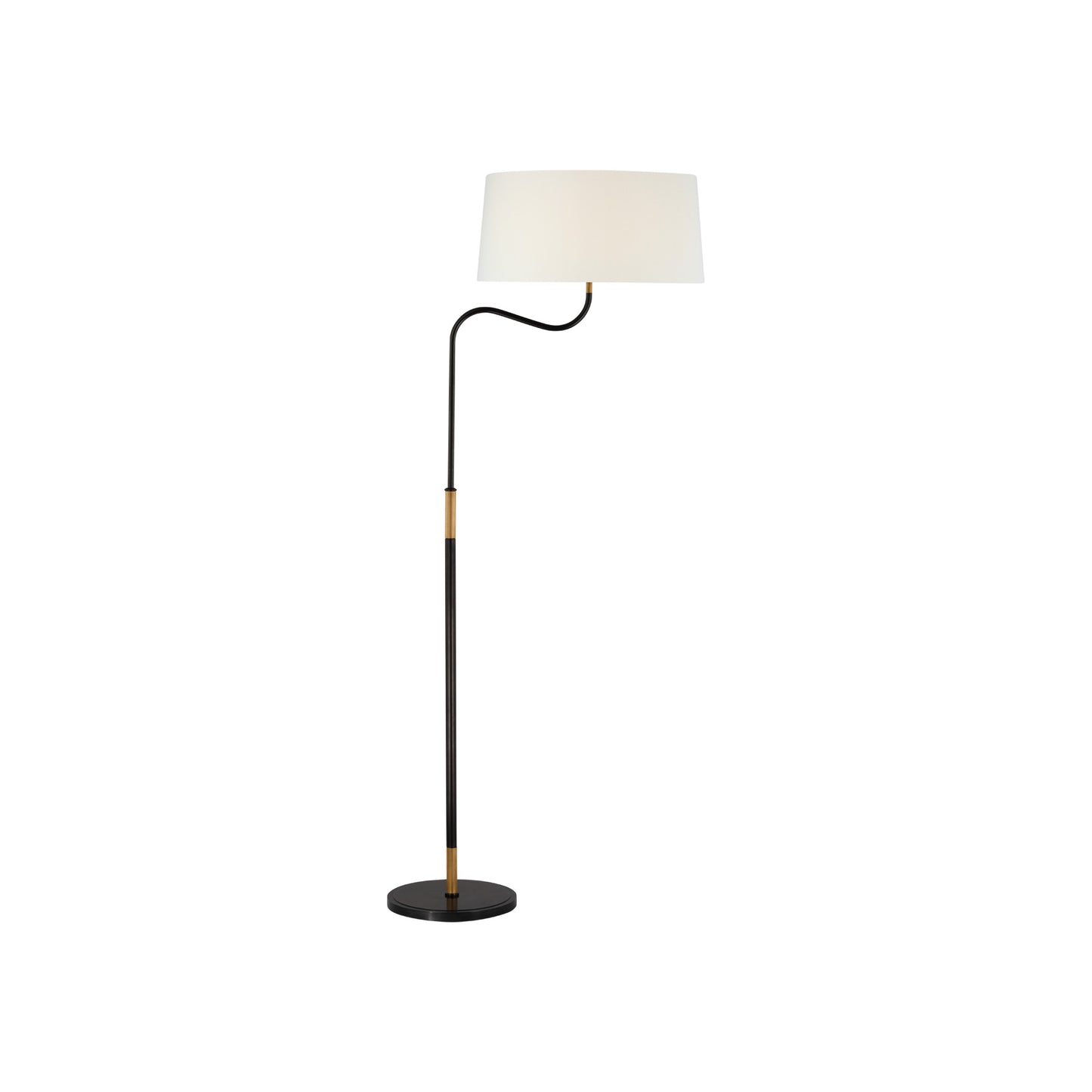Canto Large Adjustable Floor Lamp in Bronze and Brass with Linen Shade