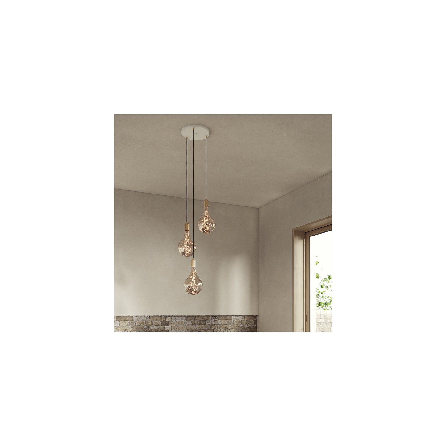 Triple Voronoi II Pendant with White Canopy