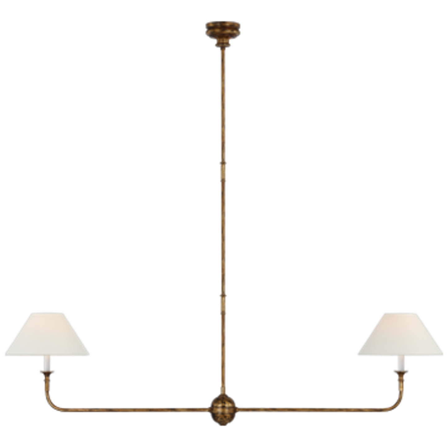 Piaf Large Two Light Linear Pendant with Linen Shades
