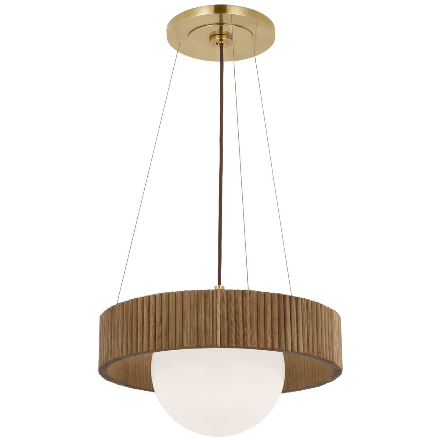Arena Ring and Globe Chandelier in Hand-Rubbed Antique Brass with White Glass