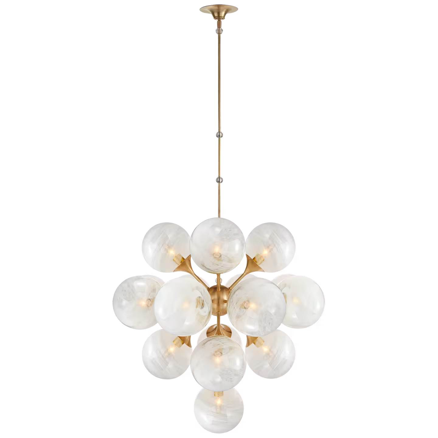 Cristol Tiered Chandelier with White Strie Glass