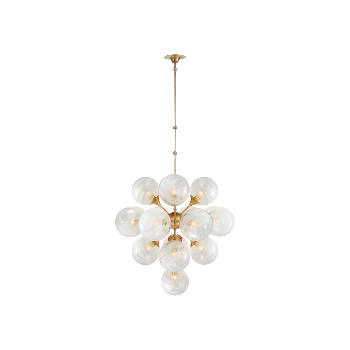 Cristol Tiered Chandelier with White Strie Glass