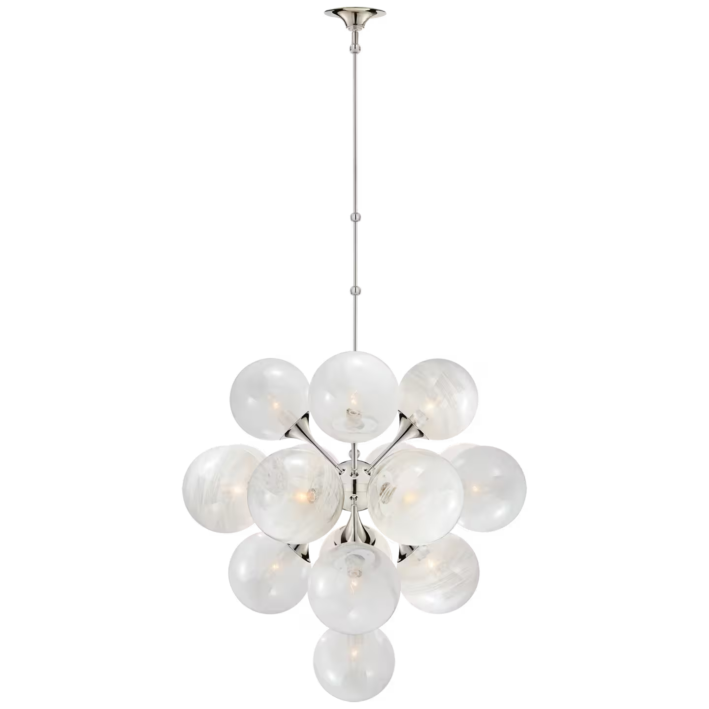 Cristol Tiered Chandelier with White Strie Glass