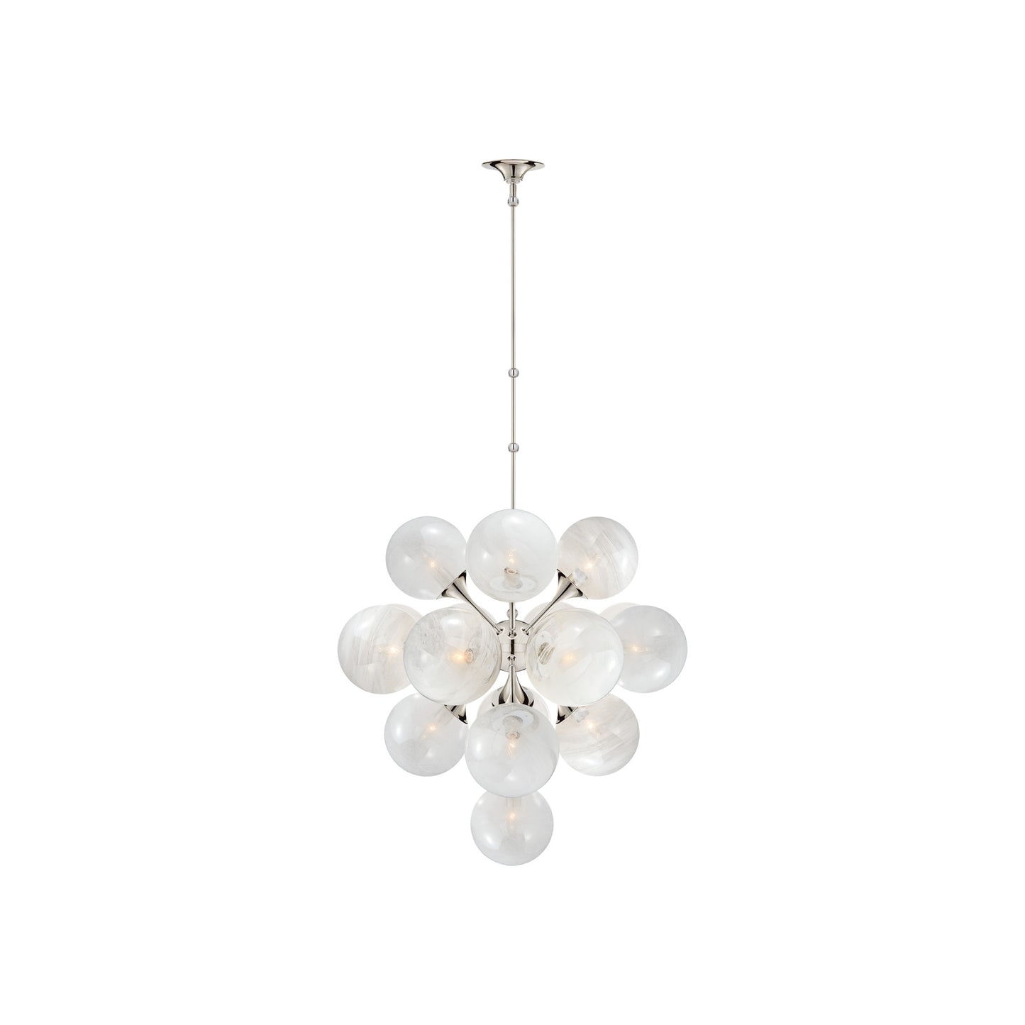 Cristol Tiered Chandelier with White Strie Glass