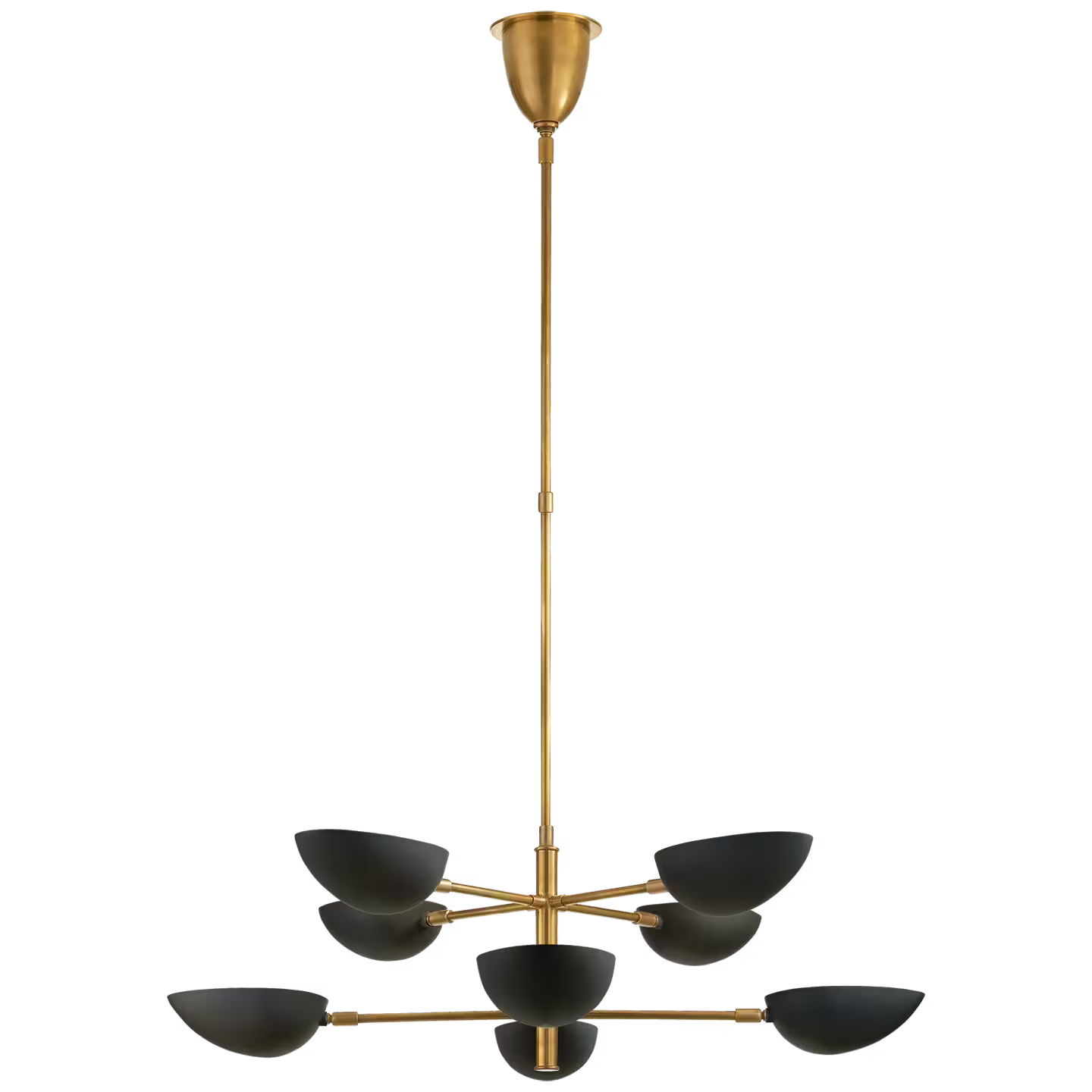 Graphic Large Two-Tier Chandelier in Hand-Rubbed Antique Brass