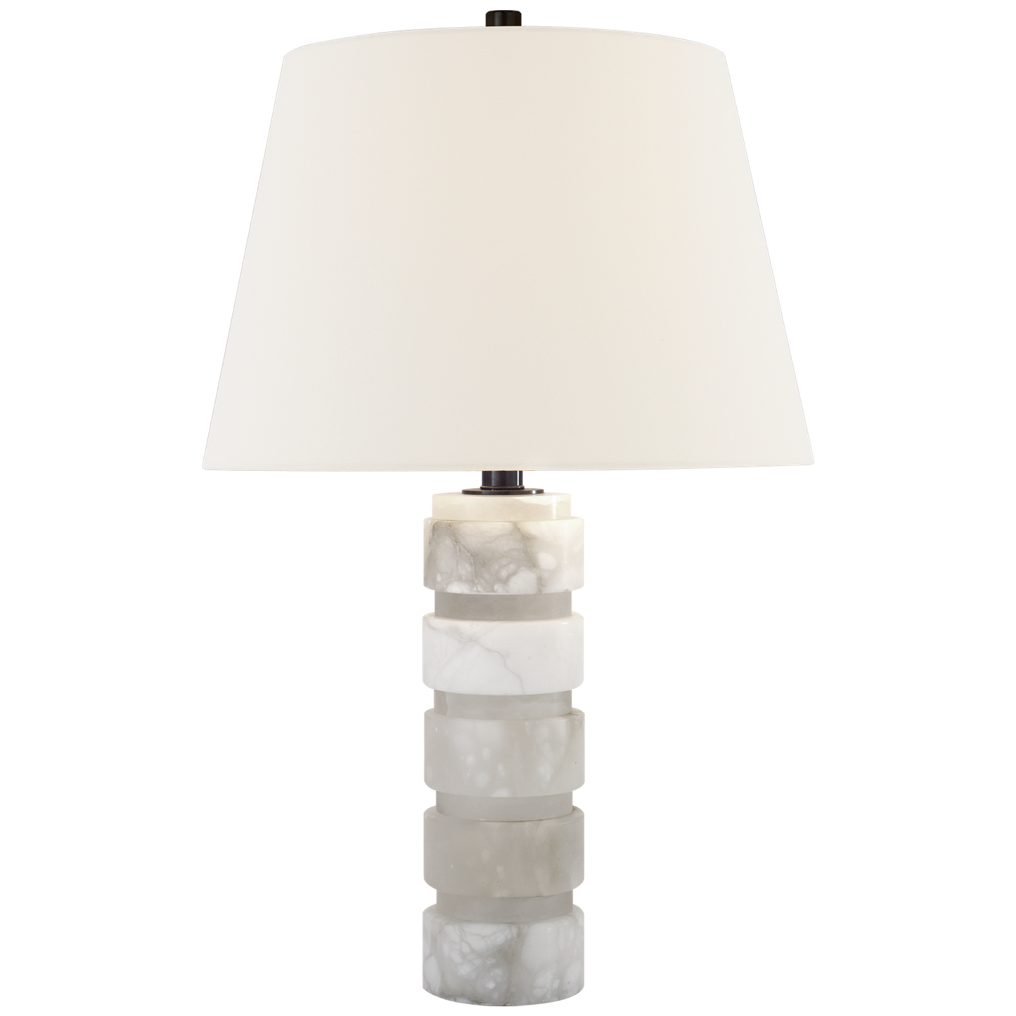 Round Chunky Stacked Table Lamp in Alabaster