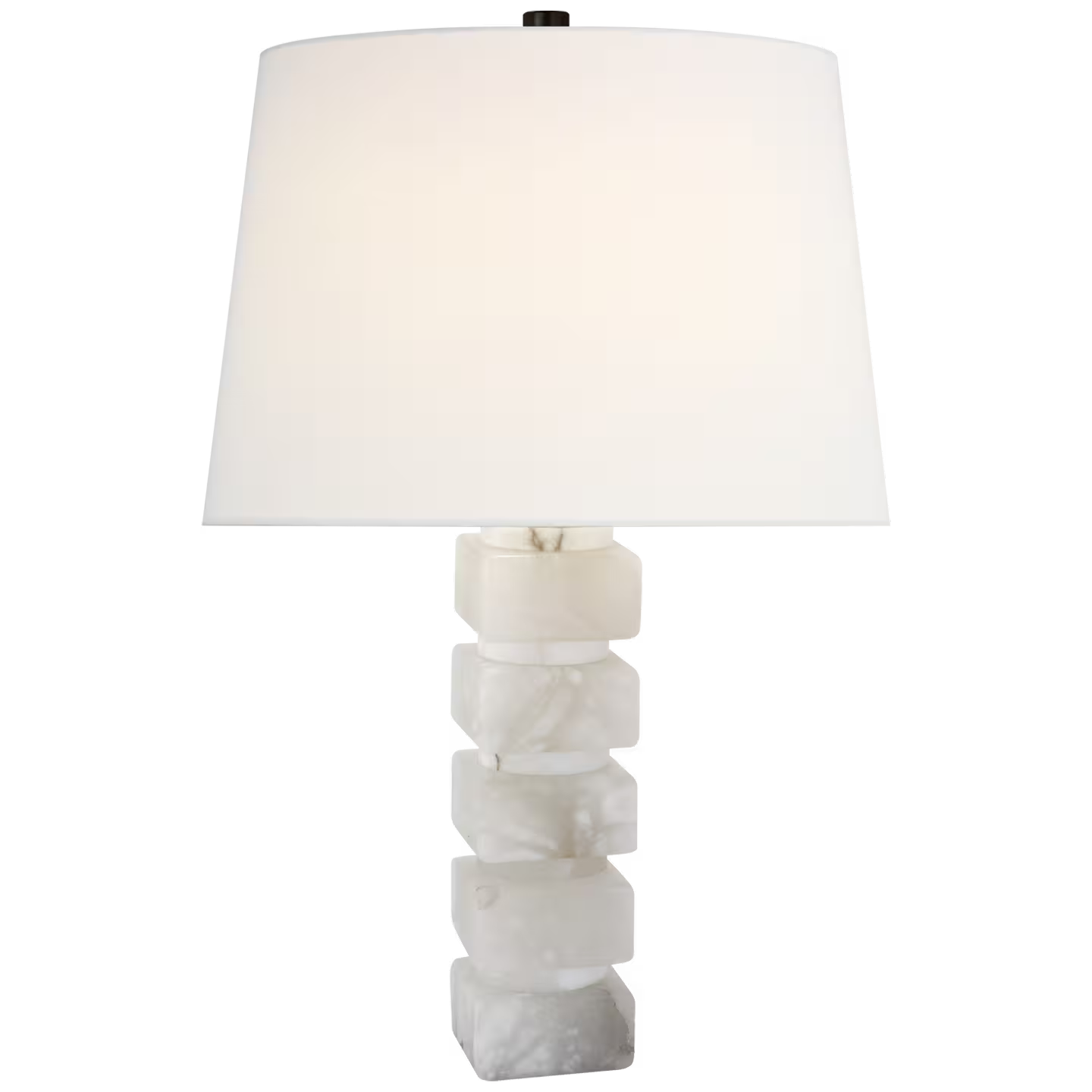 Square Chunky Stacked Table Lamp in Alabaster