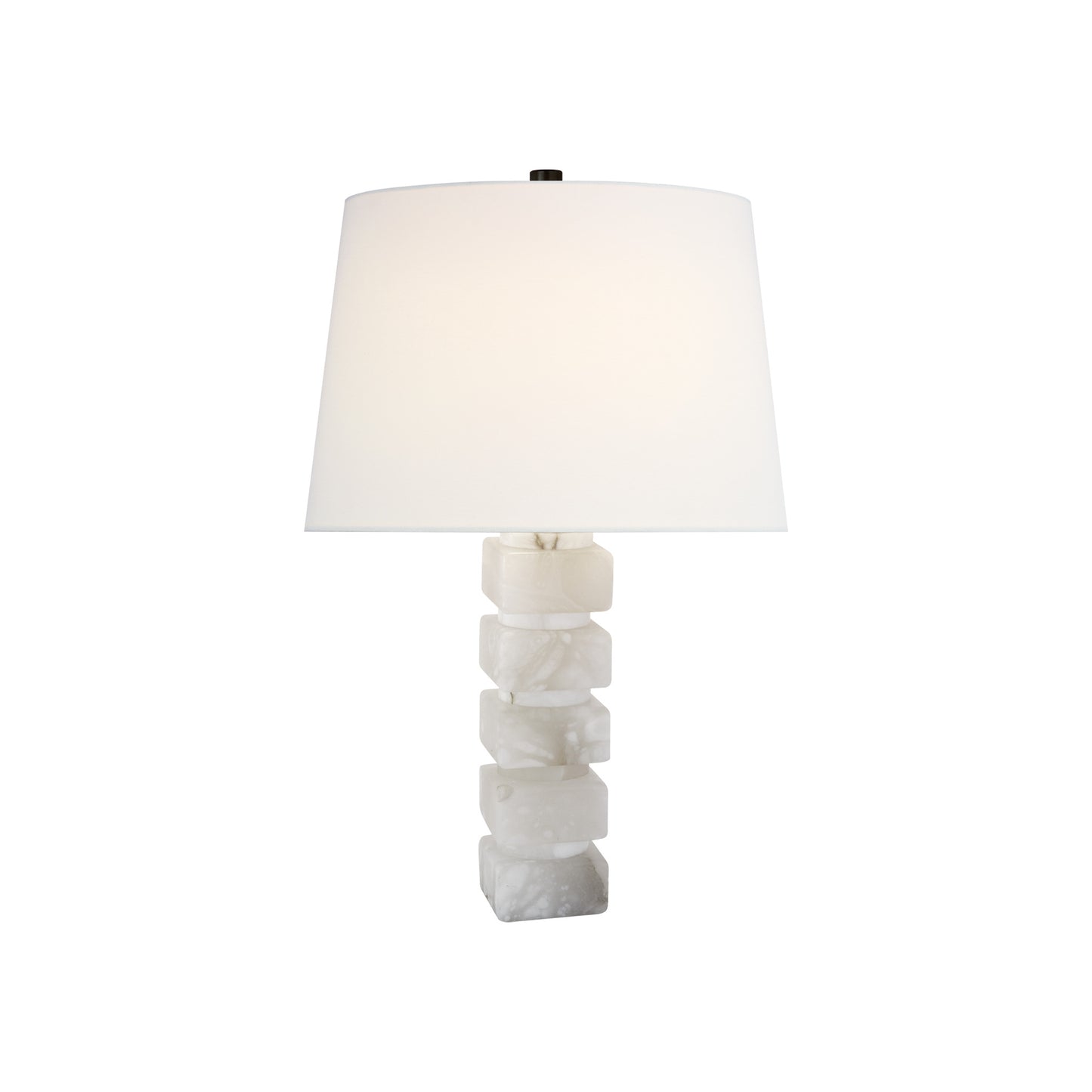 Square Chunky Stacked Table Lamp in Alabaster