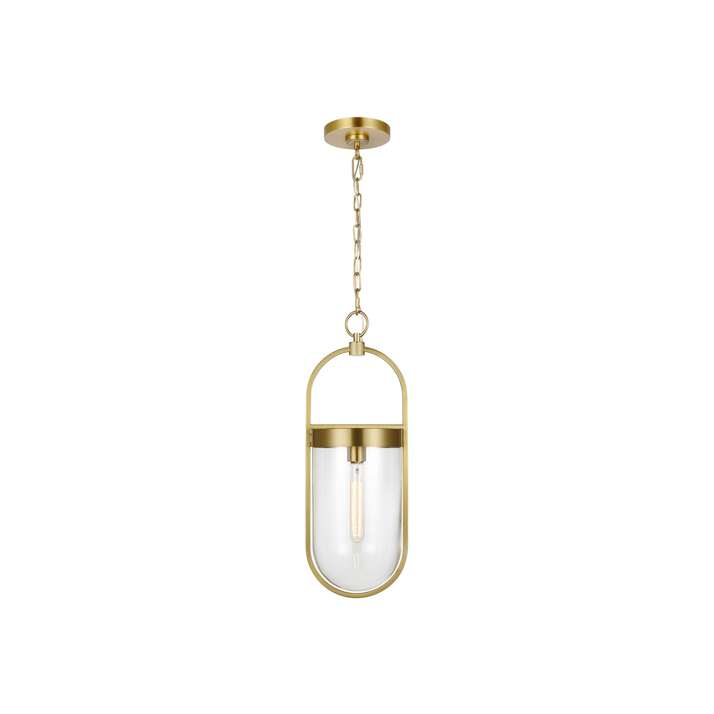Blaine Pendant in Burnished Brass with Clear Glass