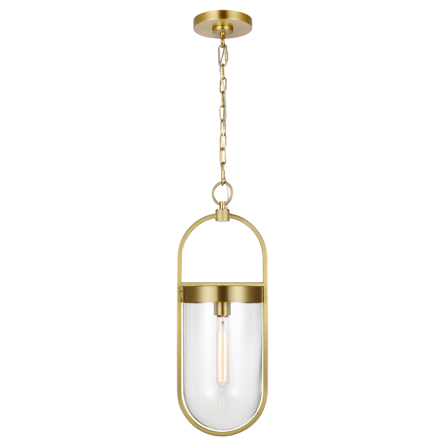 Blaine Pendant in Burnished Brass with Clear Glass