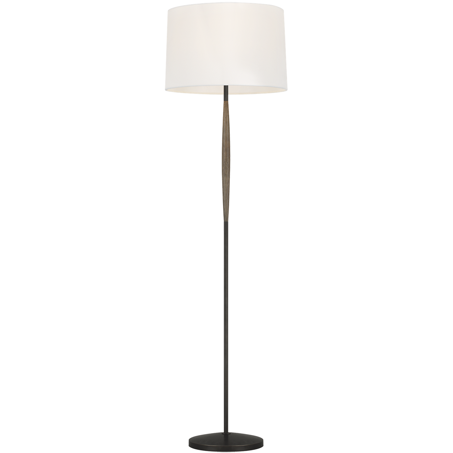 Ferrelli Floor Lamp in Weathered Oak Wood with Linen Shade