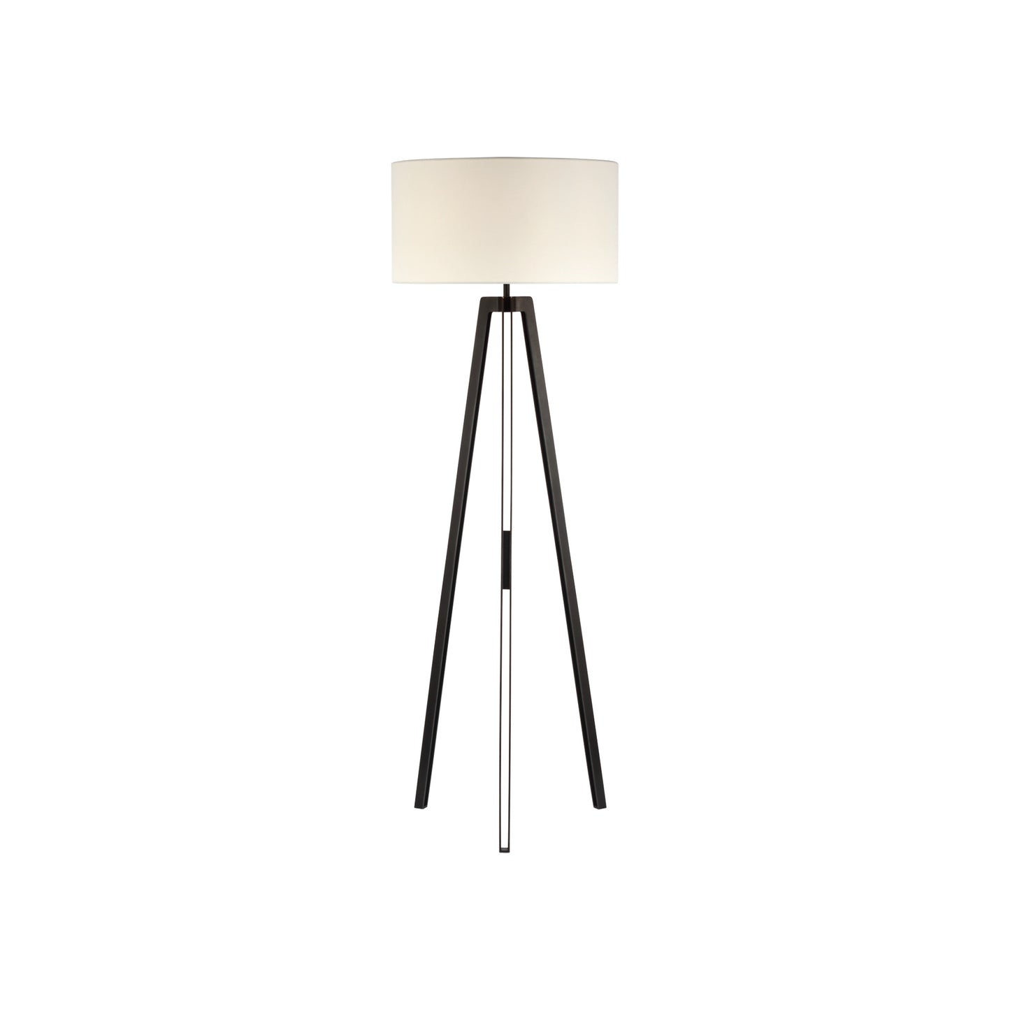 Longhill Large Tripod Floor Lamp in Aged Iron with Linen Shade